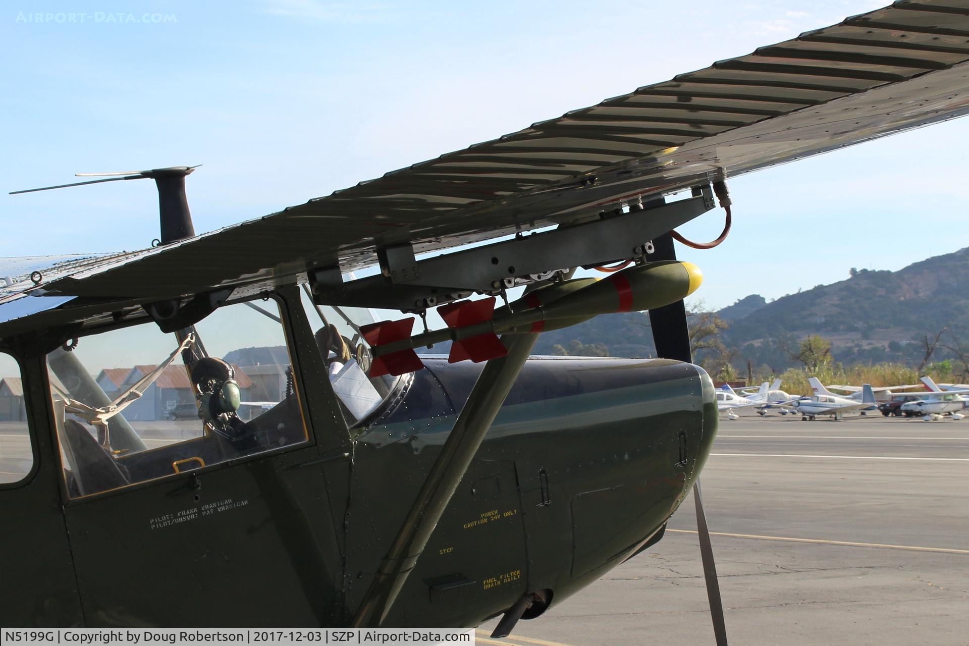 N5199G, 1953 Cessna 305A C/N 22118, 1953 Cessna 305A O-1 BIRD DOG, Continental O-470-11 213 Hp, demilitarized rocket ordnance on wings