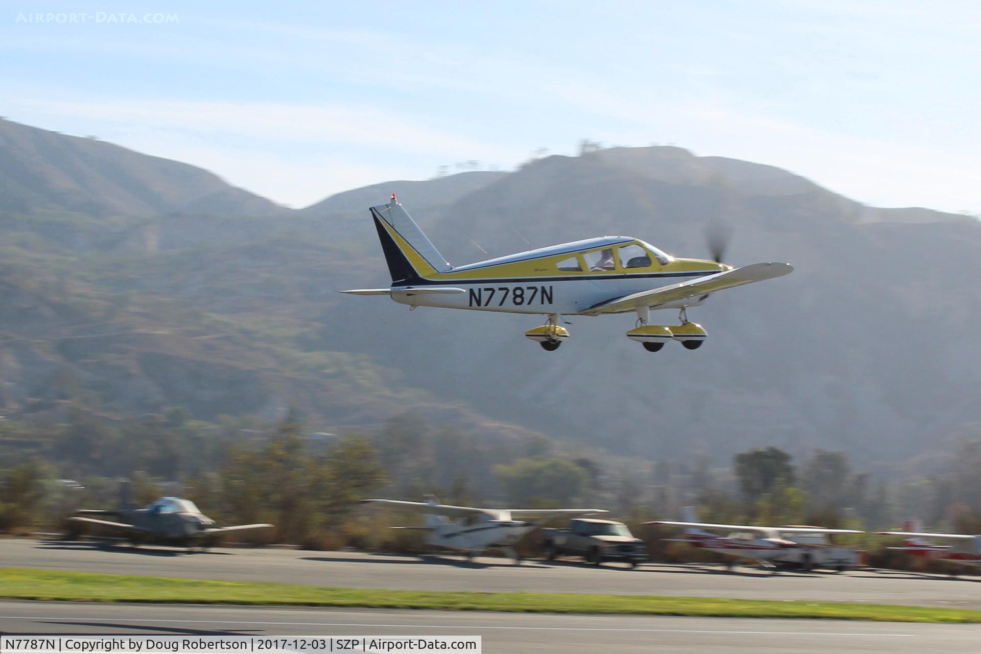 N7787N, 1969 Piper PA-28-180 Cherokee C/N 28-5235, 1969 Piper Pa-28-180 CHEROKEE, Lycoming O&VO-360 180 Hp, takeoff climb Rwy 22