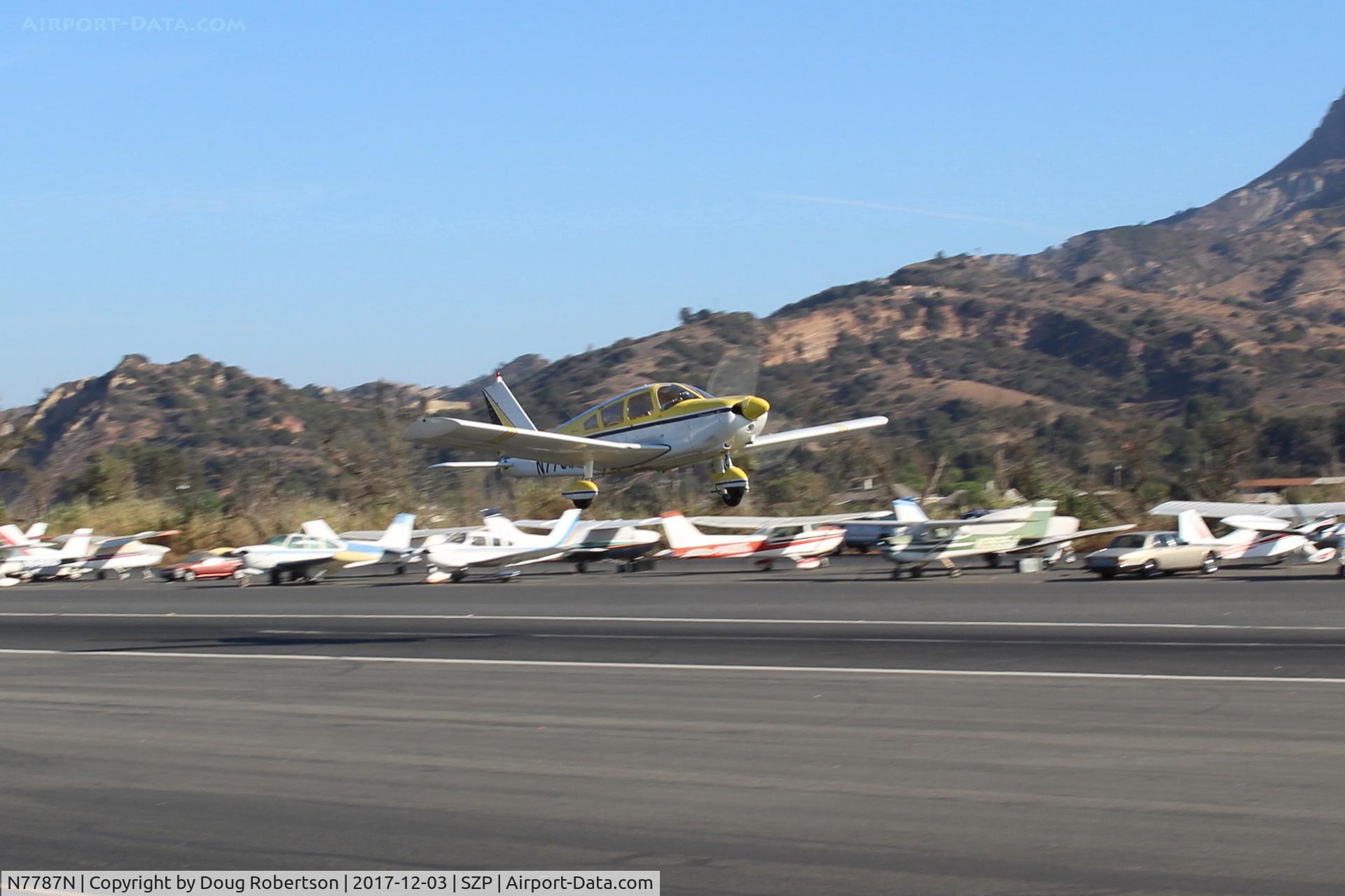 N7787N, 1969 Piper PA-28-180 Cherokee C/N 28-5235, 1969 Piper PA-28-180 CHEROKEE, Lycoming O&VO-360 180 Hp, takeoff climb Rwy 22