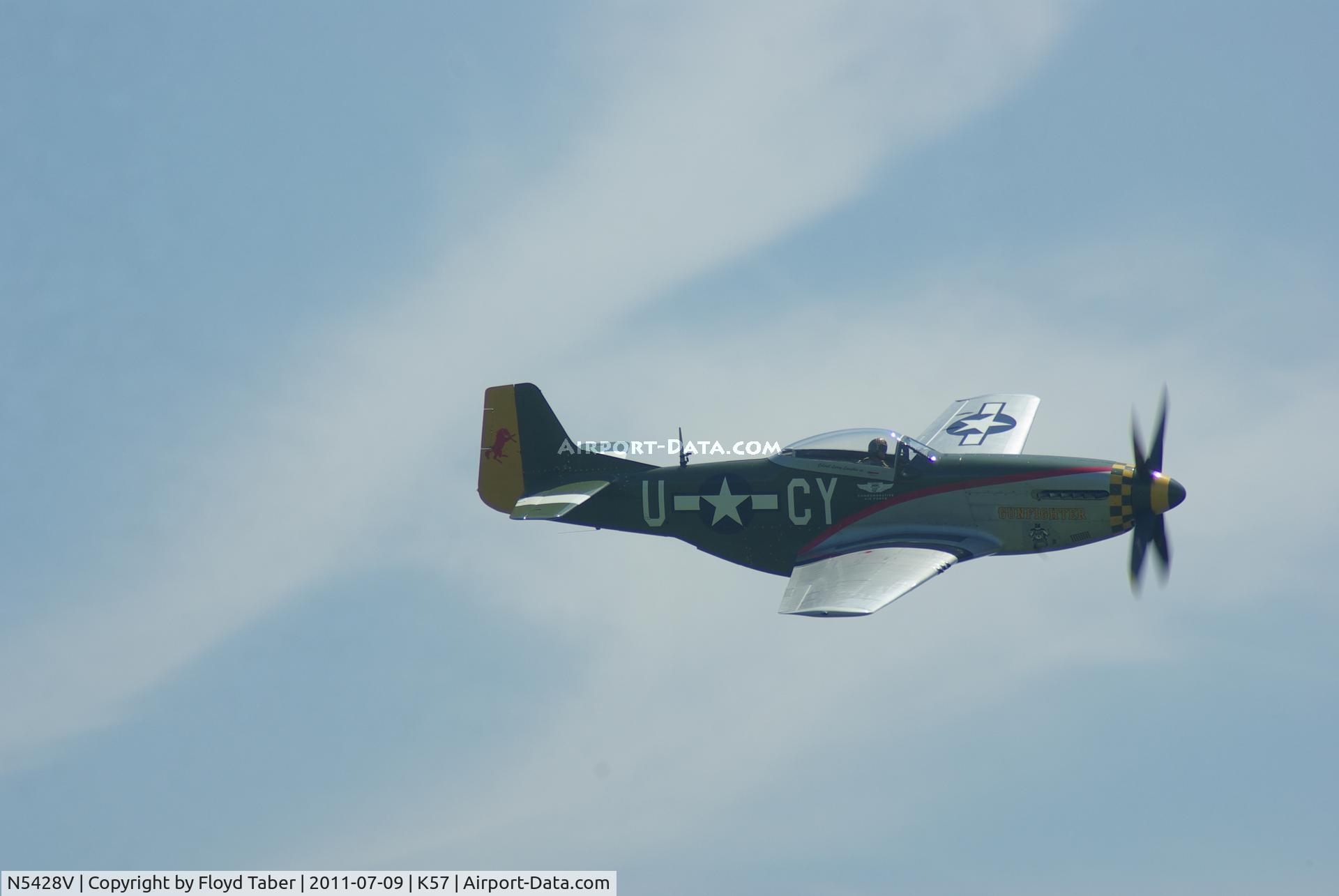 N5428V, 1944 North American P-51D Mustang C/N 122-39723, Performing At the Flying Wingnuts Airshow in Tarkio Missouri