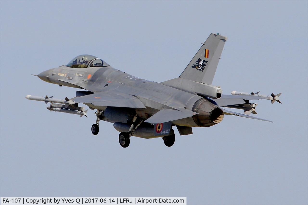 FA-107, 1980 SABCA F-16AM Fighting Falcon C/N 6H-107, SABCA F-16AM Fighting Falcon, Take off rwy 26, Landivisiau Naval Air Base (LFRJ) Tiger Meet 2017