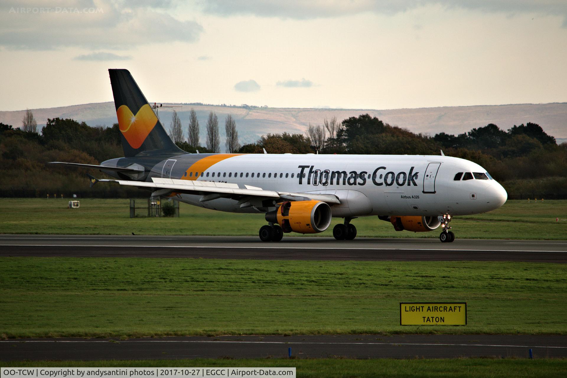 OO-TCW, 2003 Airbus A320-214 C/N 1954, just landed on 23R