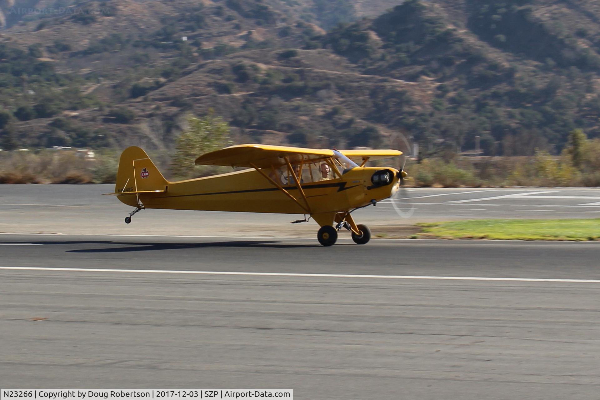 N23266, 1939 Piper J3C-65 Cub Cub C/N 3113, 1939 Piper J3C-65 CUB, Continental A&C65 65 Hp, landing roll Rwy 22