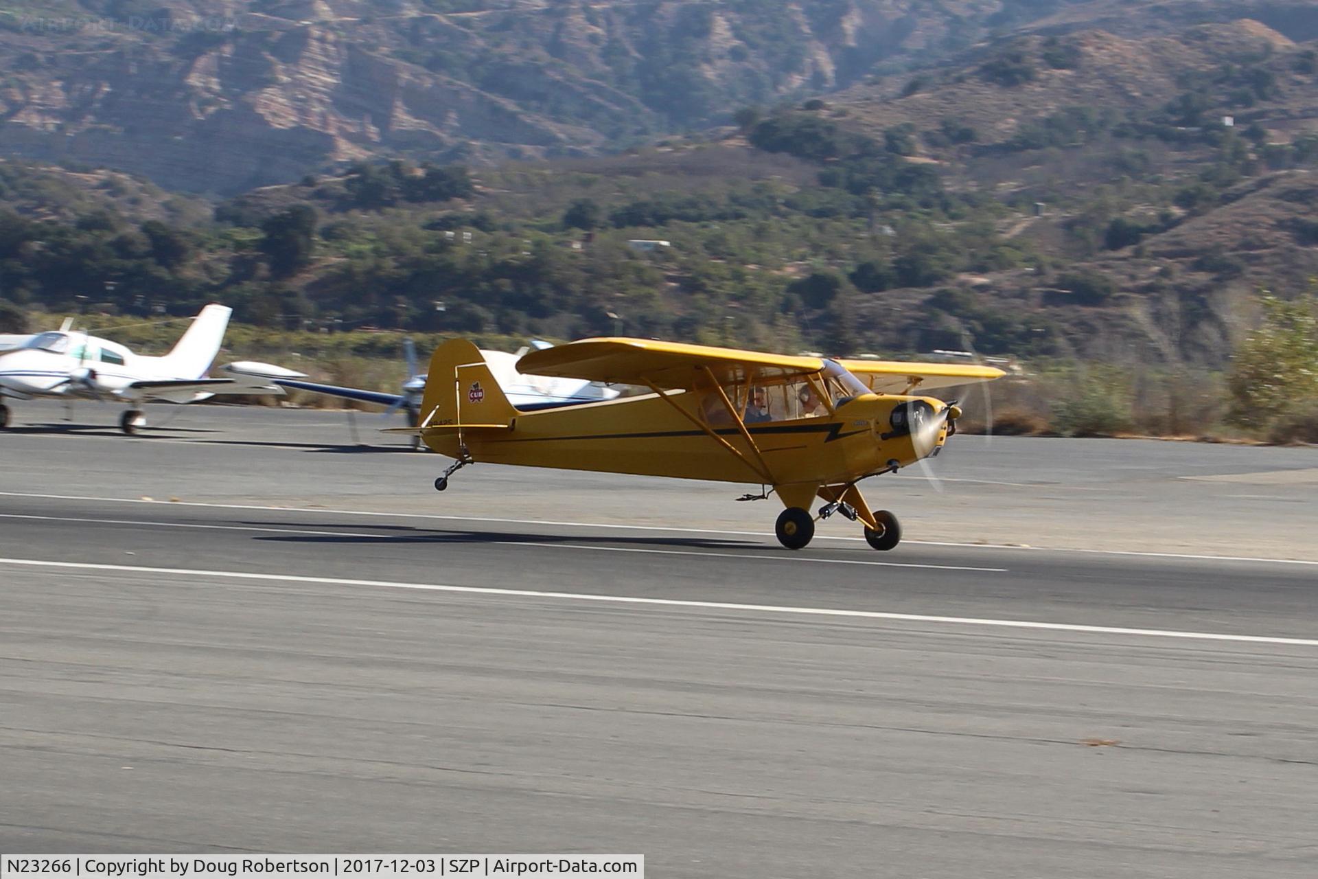 N23266, 1939 Piper J3C-65 Cub Cub C/N 3113, 1939 Piper J3C-65 CUB, Continental A&C65 65 Hp, landing Rwy 22