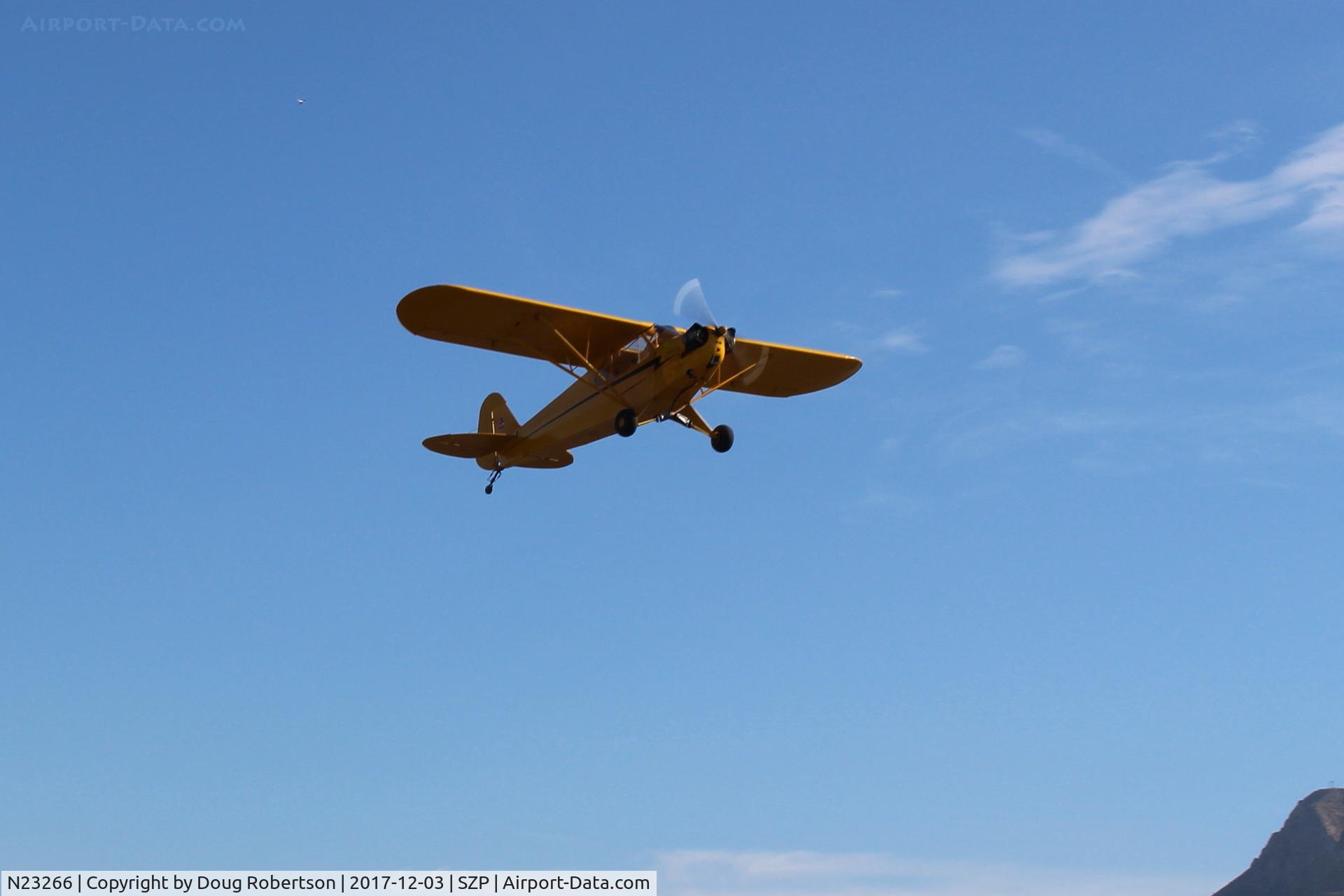 N23266, 1939 Piper J3C-65 Cub Cub C/N 3113, 1939 Piper J3C-65 CUB, Continental A&C65 65 Hp, takeoff climb Rwy 22