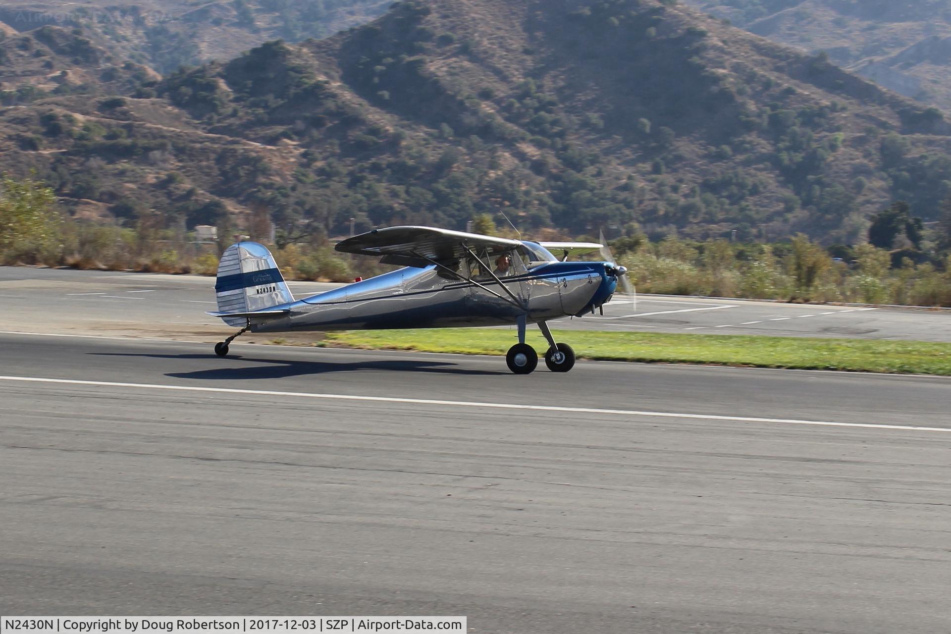 N2430N, 1947 Cessna 140 C/N 12682, 1947 Cessna 140, Continental C85 85 Hp, landing roll Rwy 22