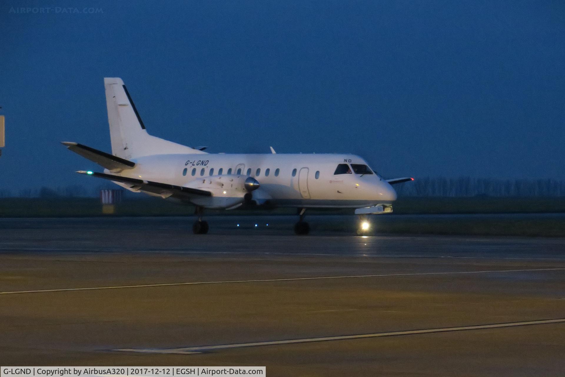 G-LGND, 1989 Saab SF340B C/N 340B-169, Not quite in the new Loganair livery yet, seen in basic Flybe livery from its days as a Flybe franchise operator
departing on a nice winter evening