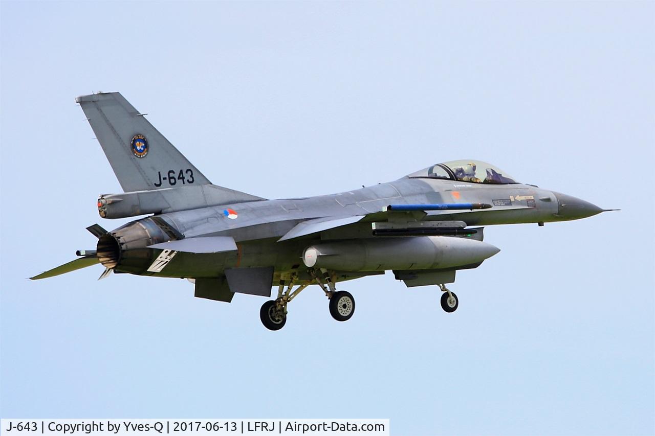 J-643, 1980 Fokker F-16AM Fighting Falcon C/N 6D-75, Fokker F-16AM Fighting Falcon, On final rwy 08, Landivisiau Naval Air Base (LFRJ) Tiger Meet 2017