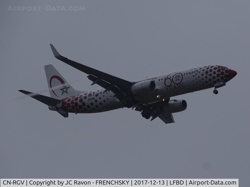 CN-RGV, 2007 Boeing 737-85P C/N 33982, AT 717 diverted to BOD from Nantes, just before go-around runway 29