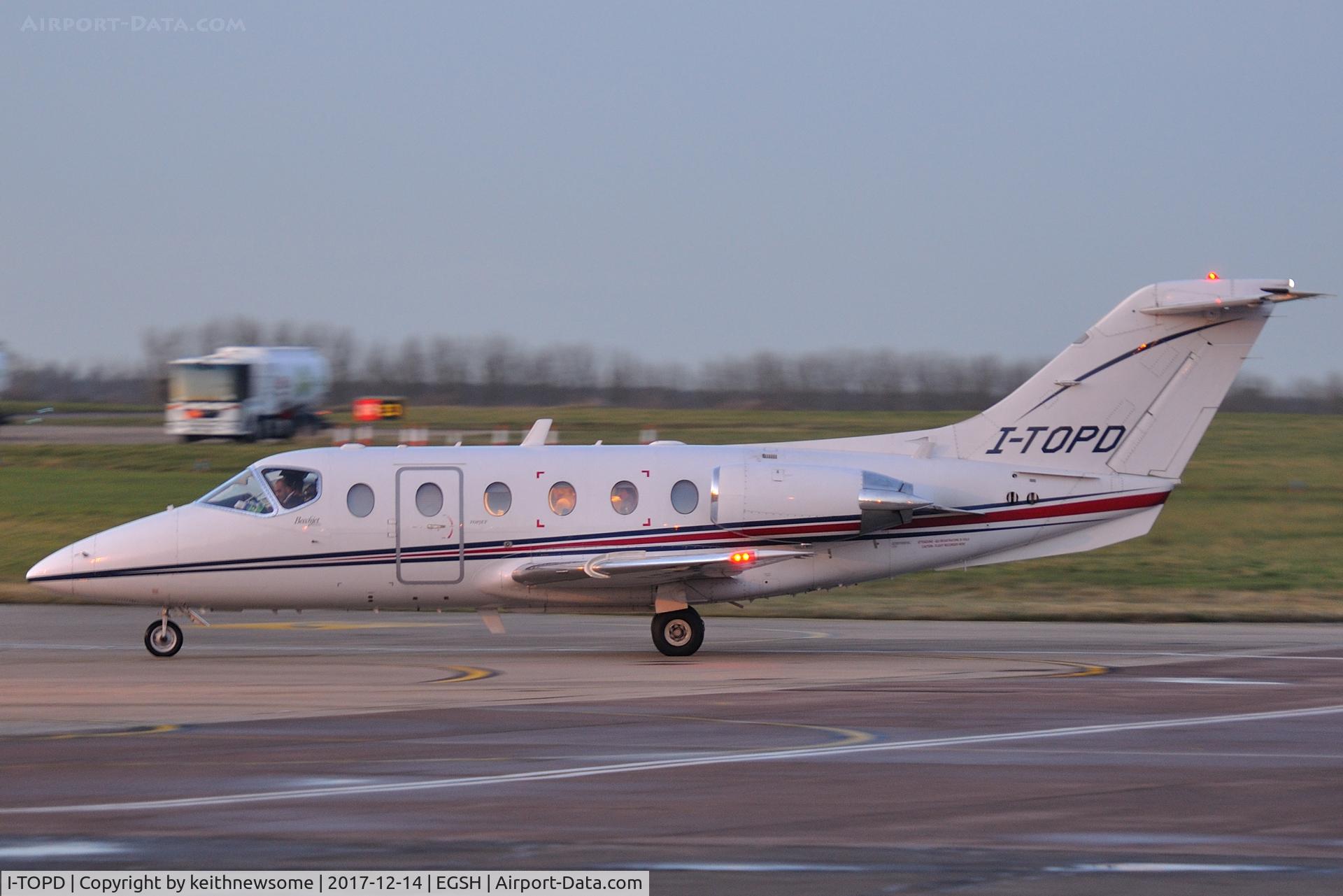 I-TOPD, 1997 Beech 400A Beechjet C/N RK-163, Arriving at Norwich from Milan.