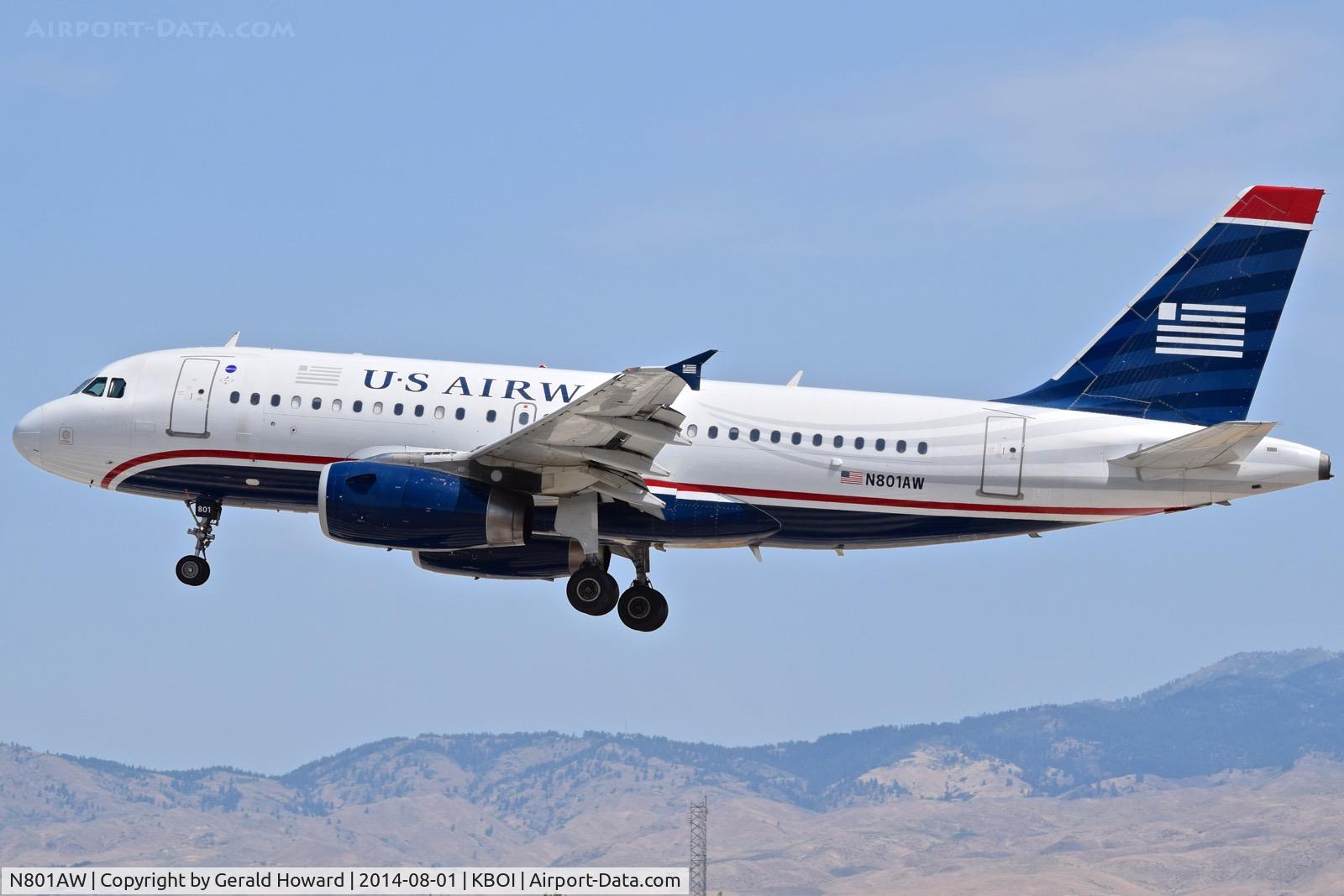 N801AW, 1998 Airbus A319-132 C/N 0889, Landing RWY 28L.