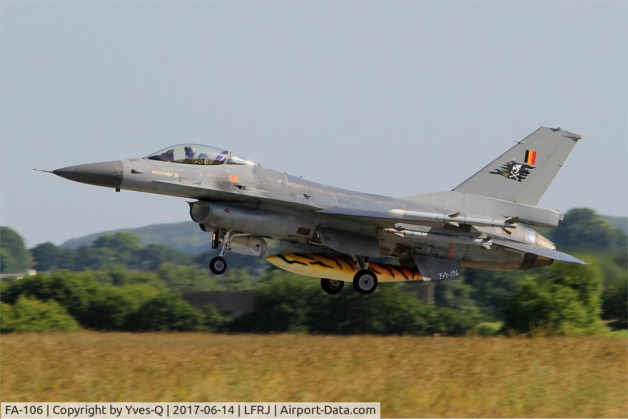 FA-106, SABCA F-16AM Fighting Falcon C/N 6H-106, SABCA F-16AM Fighting Falcon, Take off rwy 26, Landivisiau Naval Air Base (LFRJ) Tiger Meet 2017