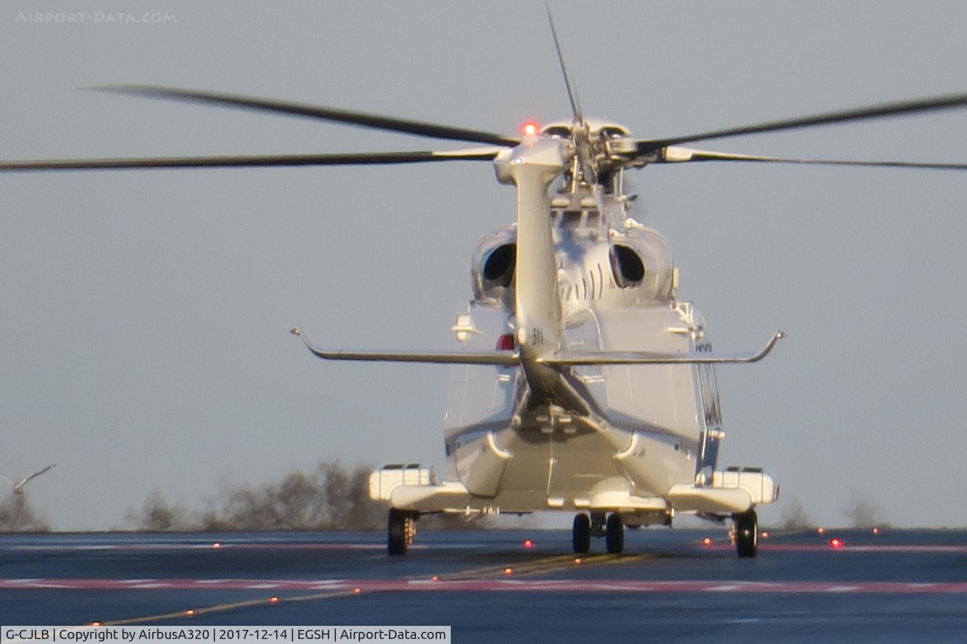 G-CJLB, 2016 AgustaWestland AW-139 C/N 41511, performing a 180 turn on charlie as had to clear runway due to a inound aircraft close by