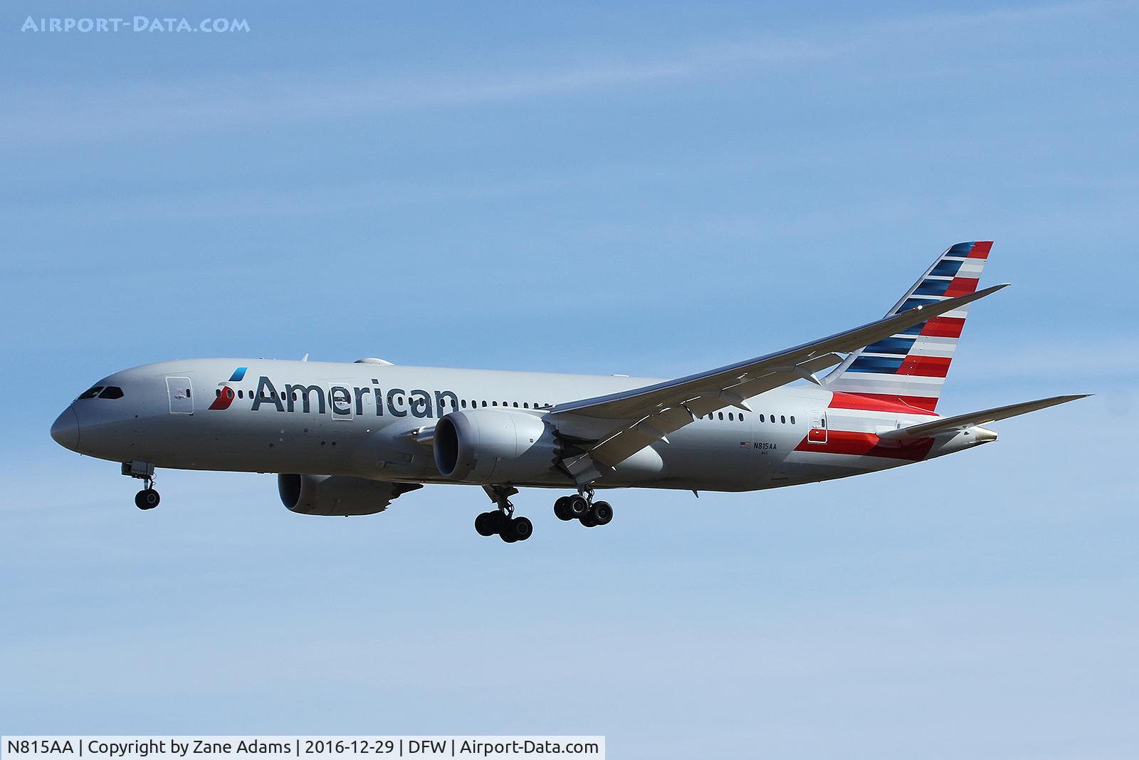 N815AA, 2016 Boeing 787-8 Dreamliner C/N 40633, Arriving at DFW Airport