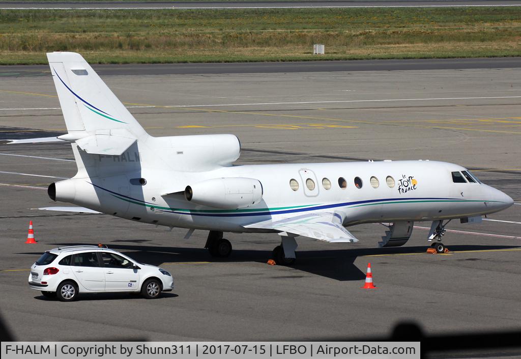 F-HALM, 1983 Dassault Falcon 50 C/N 134, Parked at the General Aviation area... additional 'Le Tour de France' patch...