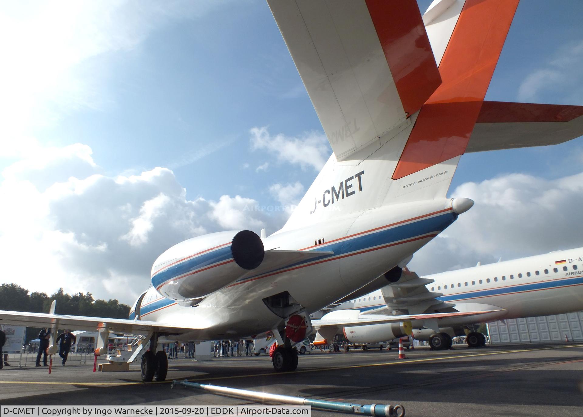 D-CMET, 1976 Dassault Falcon (Mystere) 20E-5 C/N 329, Dassault Falcon 20E-5 research aircraft of DLR at the DLR 2015 air and space day on the side of Cologne airport