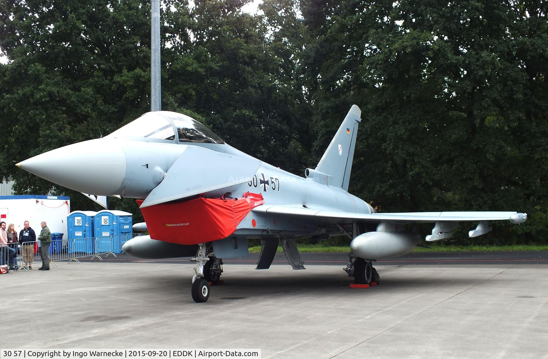 30 57, Eurofighter EF-2000 Typhoon C/N GS041, Eurofighter EF2000 of the Luftwaffe (German Air Force) at the DLR 2015 air and space day on the side of Cologne airport