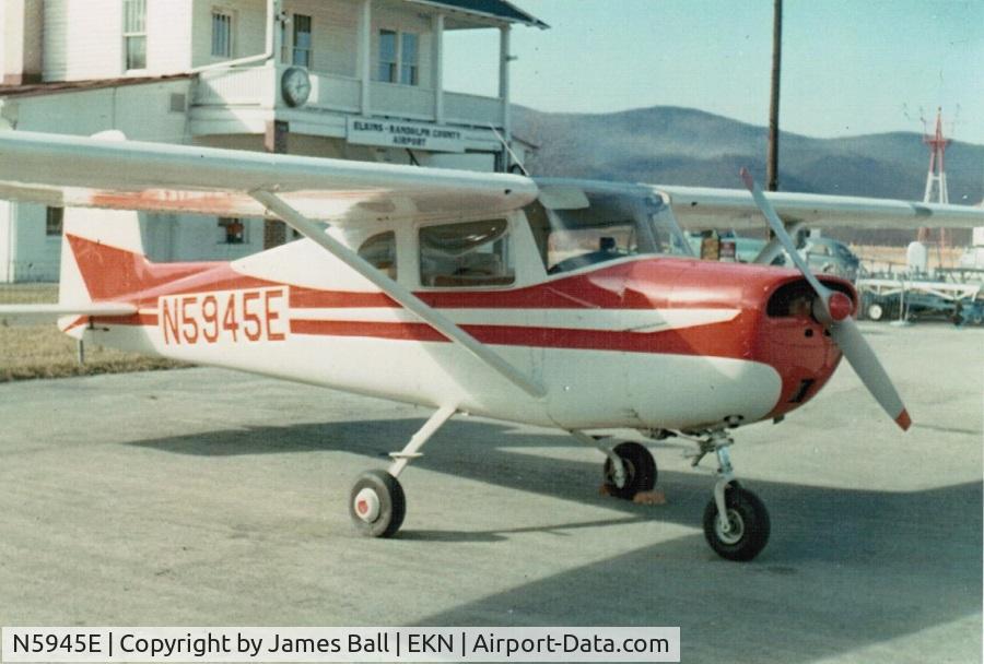 N5945E, 1959 Cessna 150 C/N 17445, I owned this airplane from 1967 to 1975. This photo was taken in 1968 at the Elkins, West Virginia airport.

JB