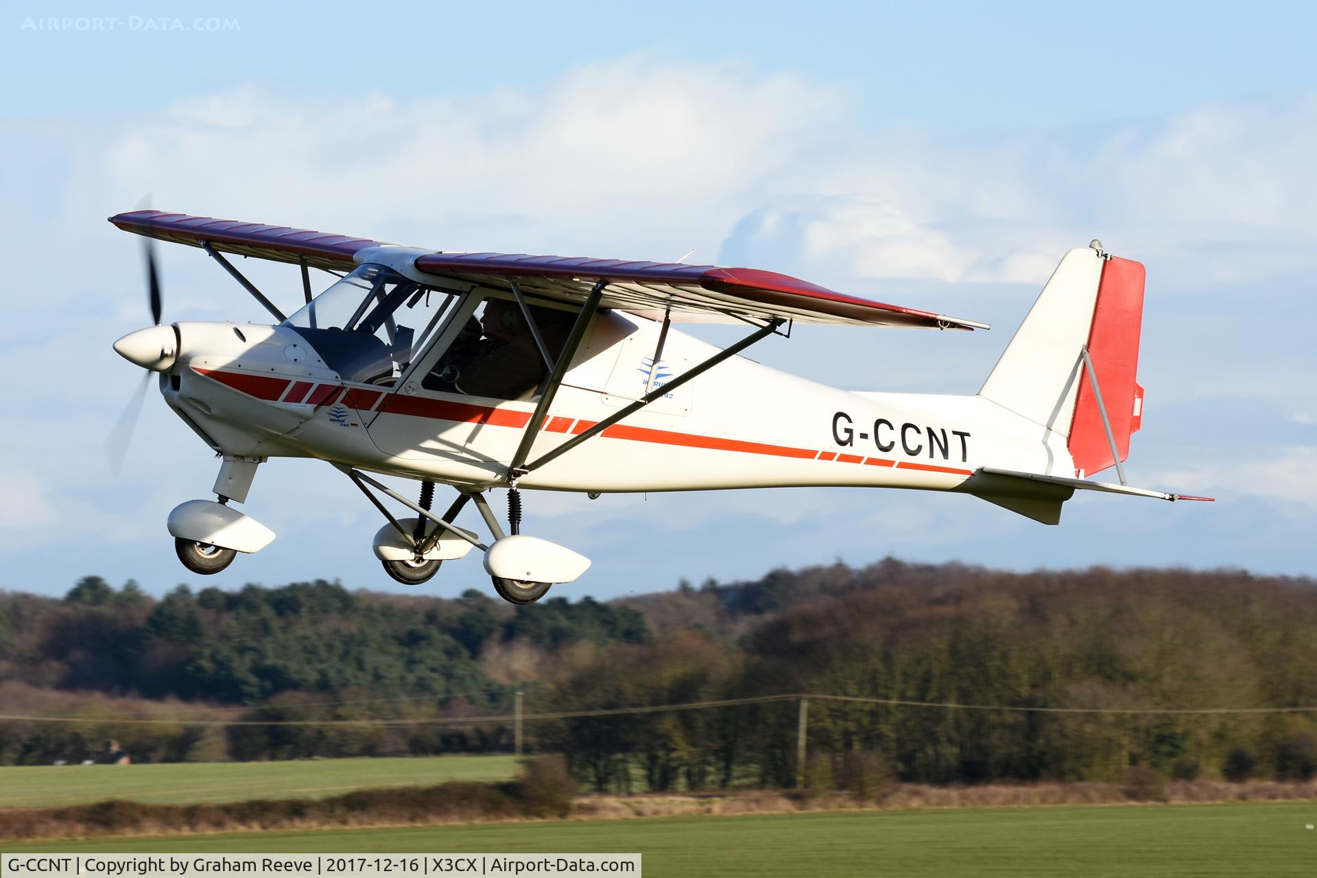 G-CCNT, 2003 Comco Ikarus C42 FB80 C/N 0311-6585, Departing from Northrepps.