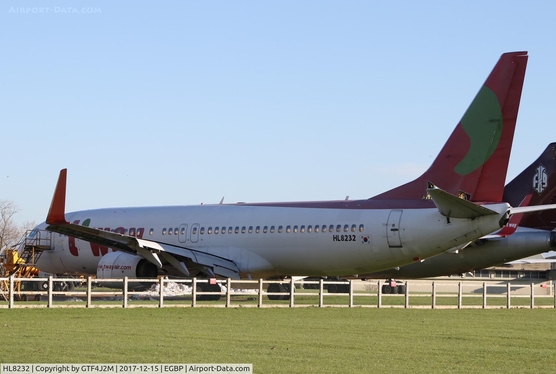 HL8232, 1998 Boeing 737-8K5 C/N 27979, HL8232 ex T'Way Air at Kemble 15.12.17  for parting out