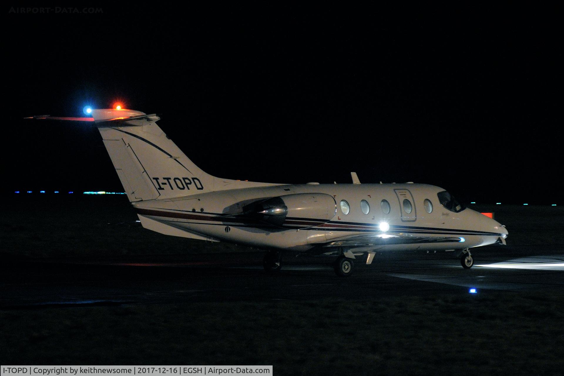I-TOPD, 1997 Beech 400A Beechjet C/N RK-163, Leaving Norwich for Milan.