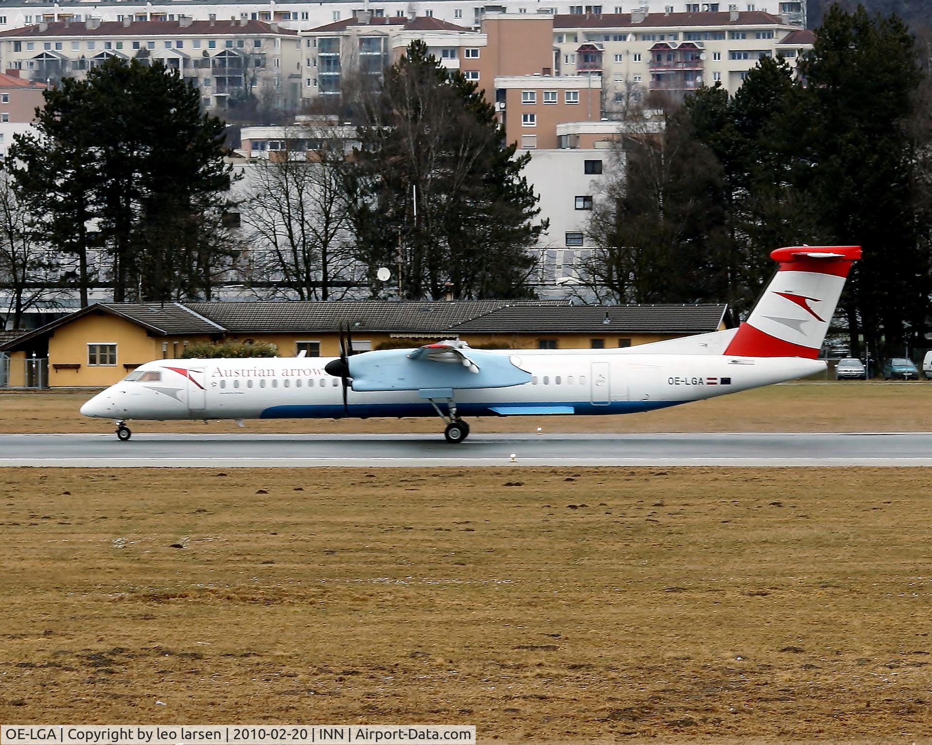 OE-LGA, 1999 De Havilland Canada DHC-8-402Q Dash 8 C/N 4014, Innsbruck 20.2.2010
