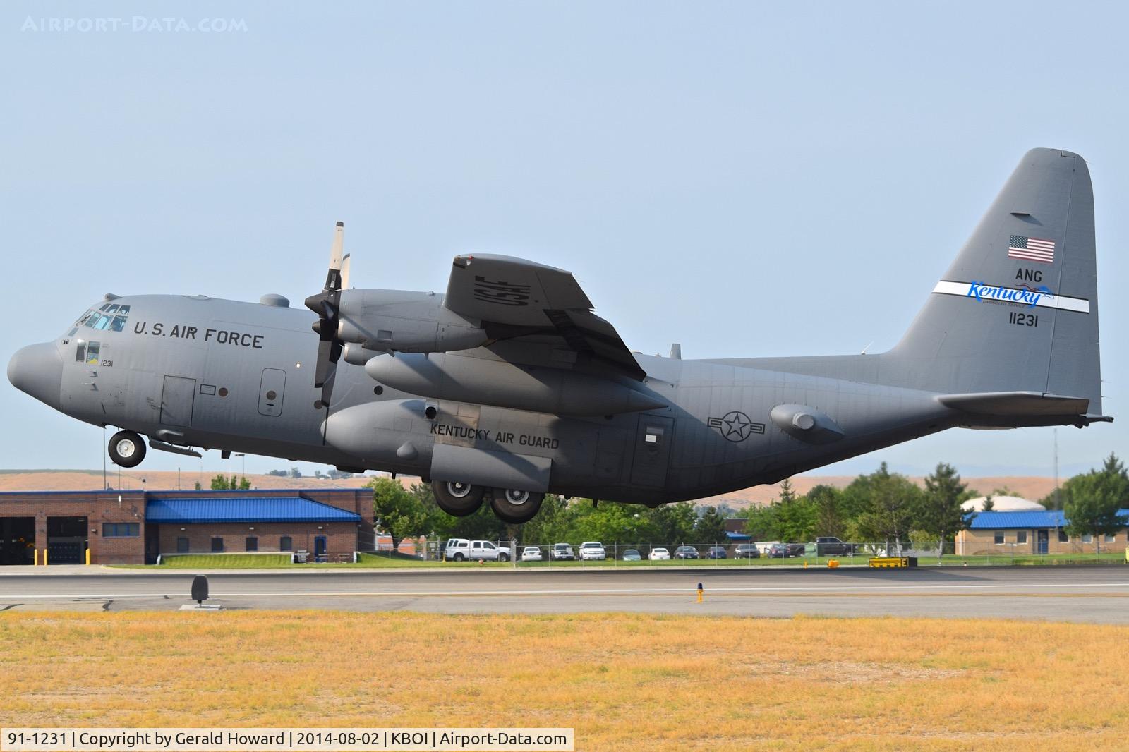 91-1231, 1992 Lockheed C-130H Hercules C/N 382-5278, Departing RWY 10R.  123rd Airlift Wing, Kentucky ANG.