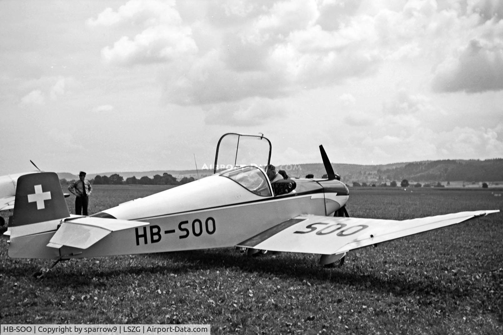 HB-SOO, 1958 Uetz Jodel D-119 C/N 857, At Grenchen airport in the fifties.