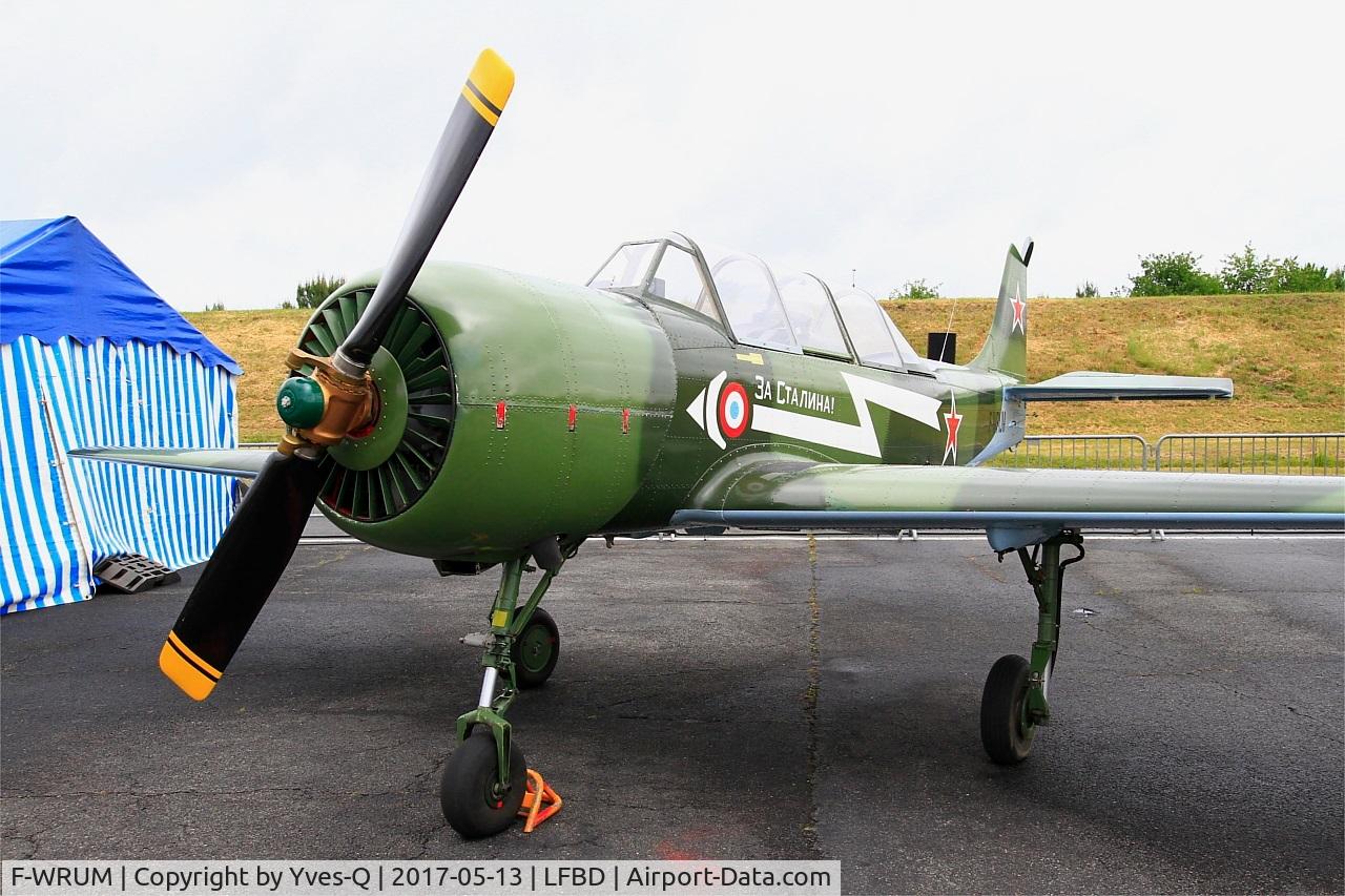 F-WRUM, 1988 Yakovlev Yak-52 C/N 889109, Yakovlev Yak-52, Displayed at Bordeaux-Mérignac Air Base 106(LFBD-BOD) Open day 2017