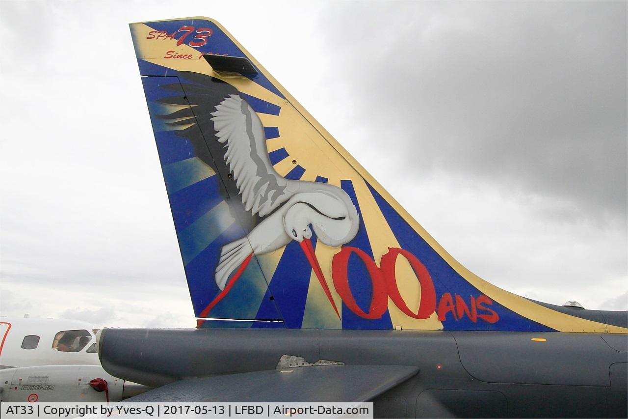 AT33, Dassault-Dornier Alpha Jet 1B C/N B33/1155, Dassault-Dornier Alpha Jet 1B, Tail close up view, Bordeaux-Mérignac Air Base 106 (LFBD-BOD) Open day 2017