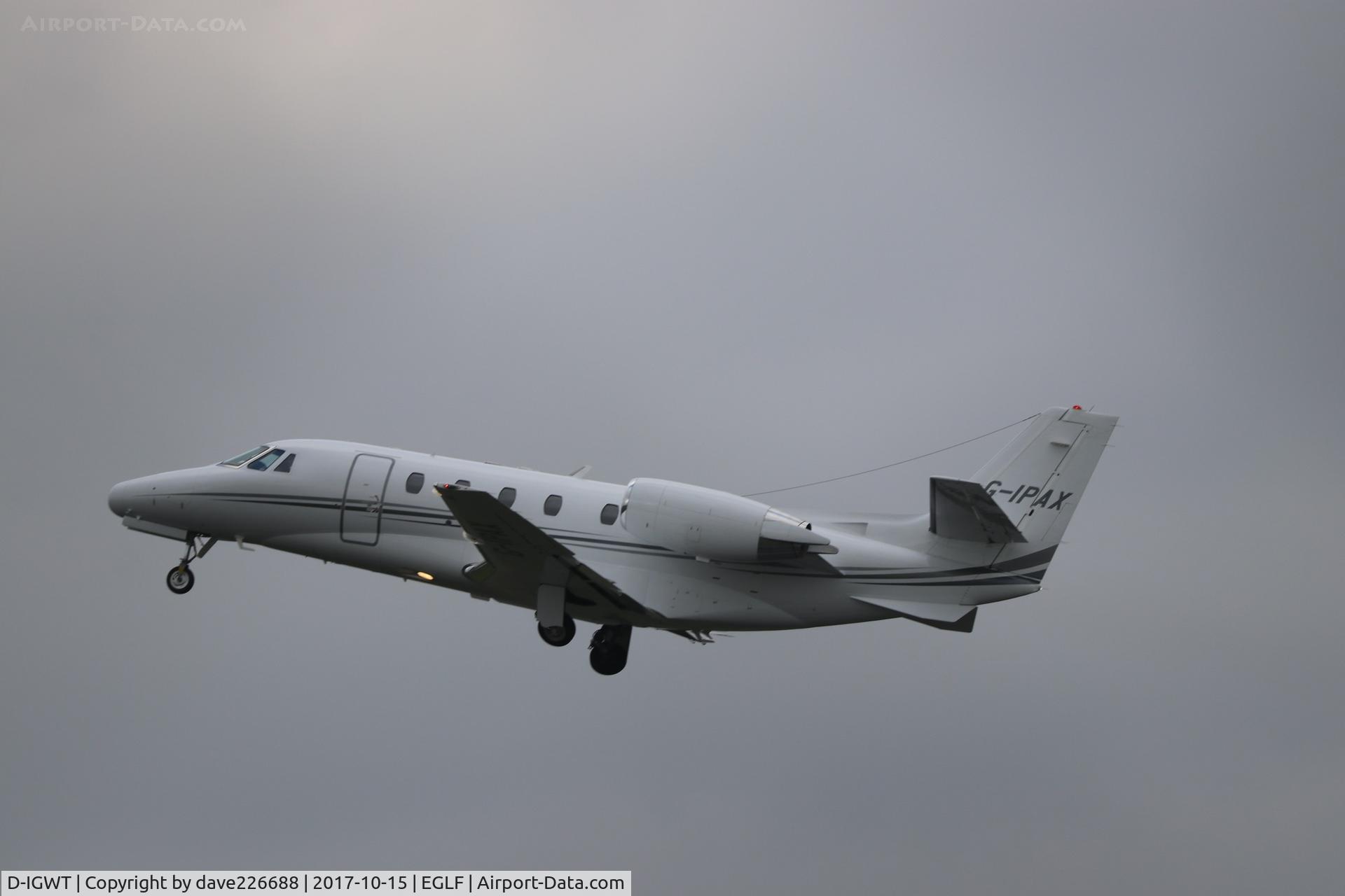 D-IGWT, 2008 Cessna 525A CitationJet CJ2+ C/N 525A-0403, D IGWT taking off from Farnborough