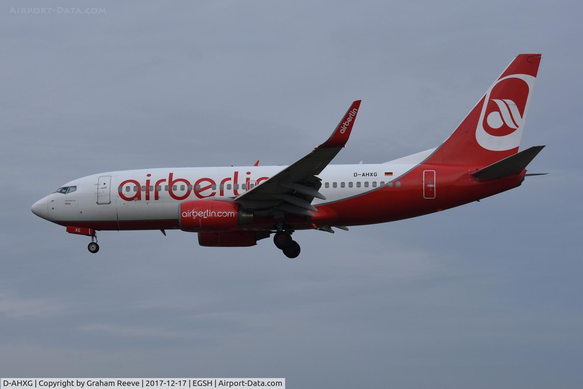 D-AHXG, 2008 Boeing 737-7K5 C/N 35140, Landing at Norwich.