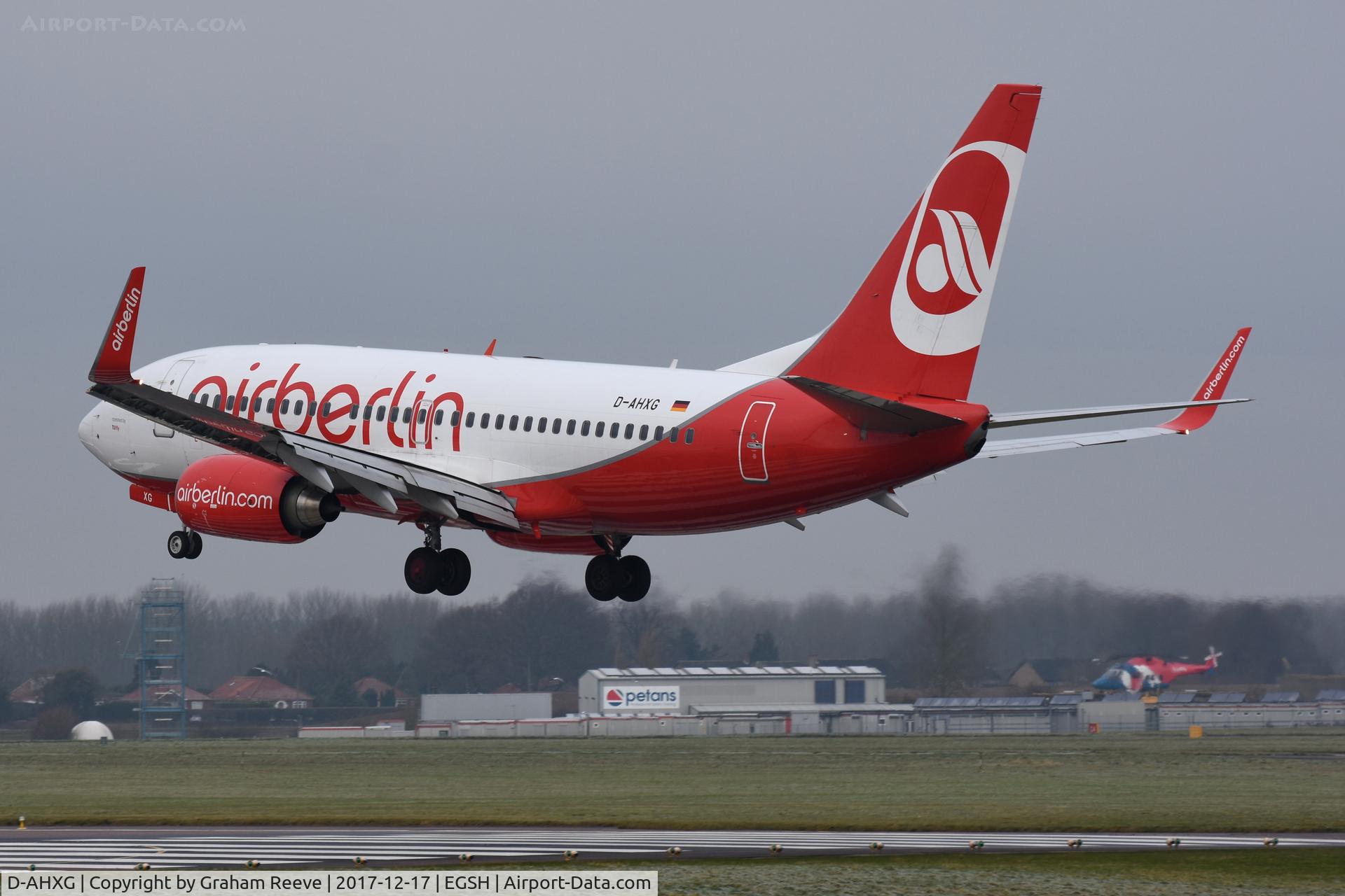 D-AHXG, 2008 Boeing 737-7K5 C/N 35140, Landing at Norwich.