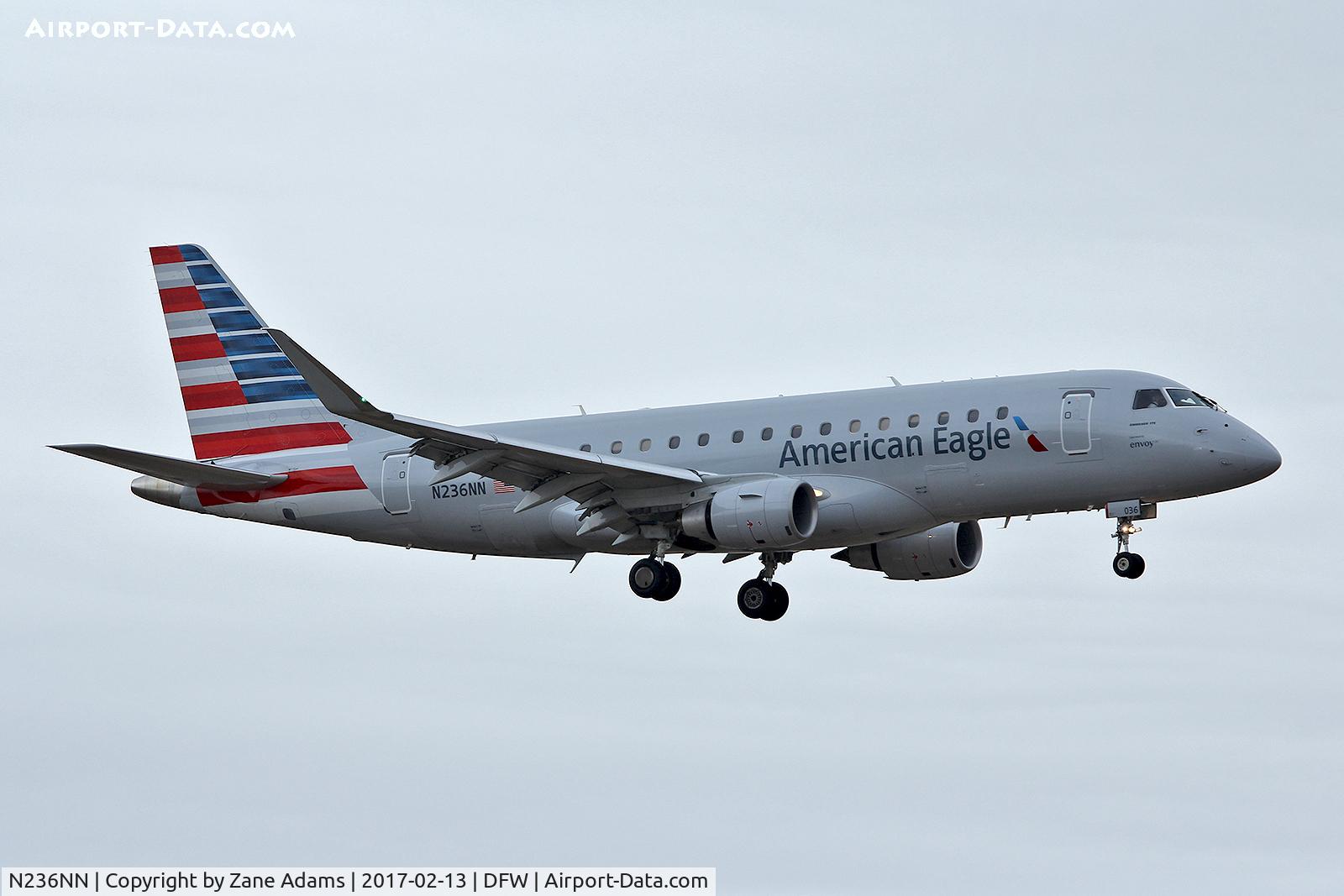 N236NN, 2016 Embraer 175LR (ERJ-170-200LR) C/N 17000572, Arriving at DFW Airport