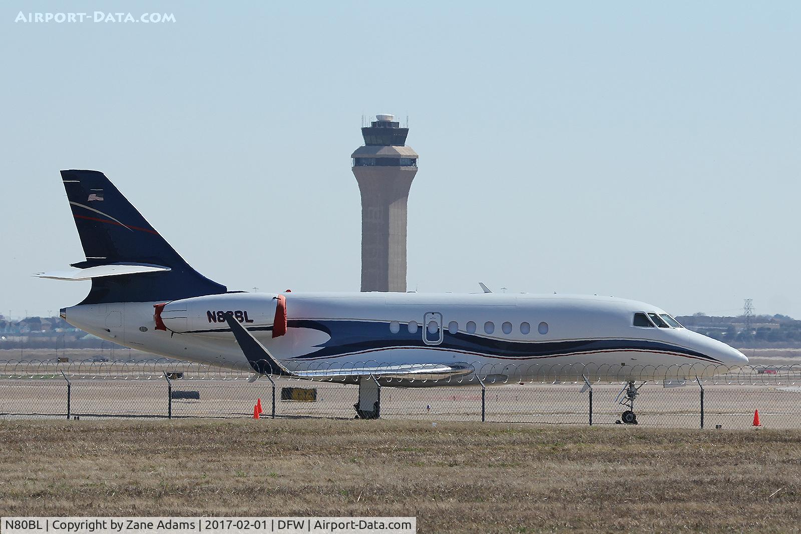 N80BL, Dassault Falcon 2000EX C/N 254, On the Corporate Aviation Ramp at DFW Airport