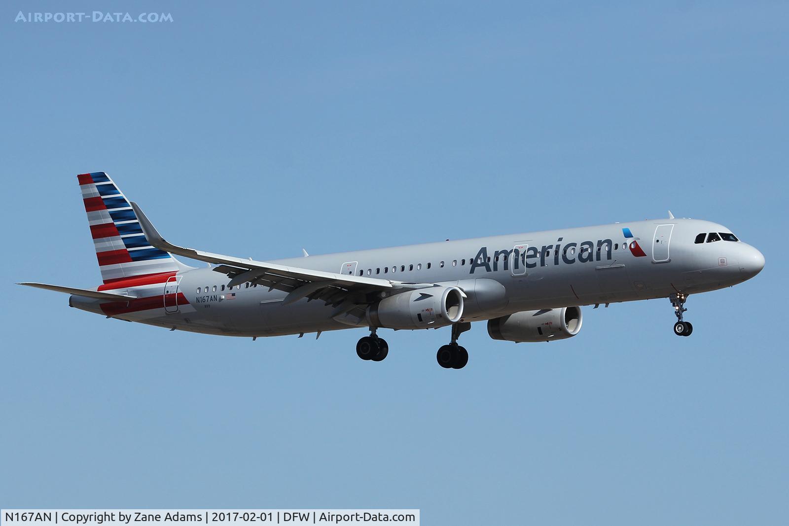 N167AN, 2016 Airbus A321-231 C/N 7013, Arriving at DFW Airport