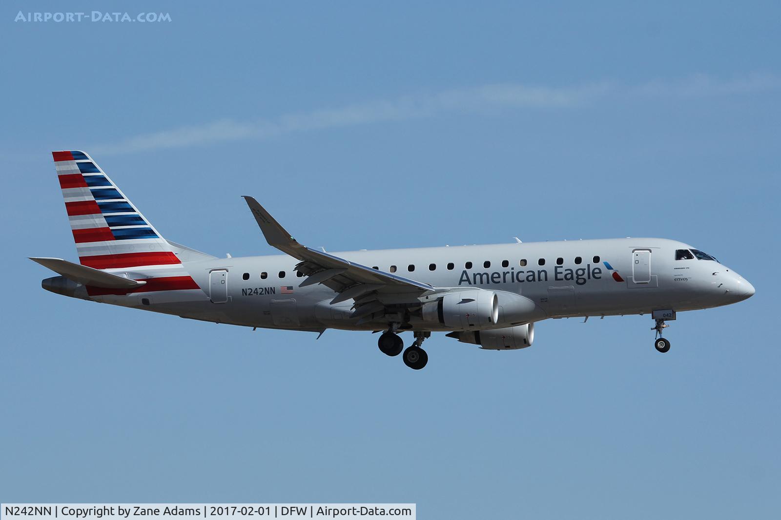 N242NN, 2016 Embraer 175LR (ERJ-170-200LR) C/N 17000601, Arriving at DFW Airport