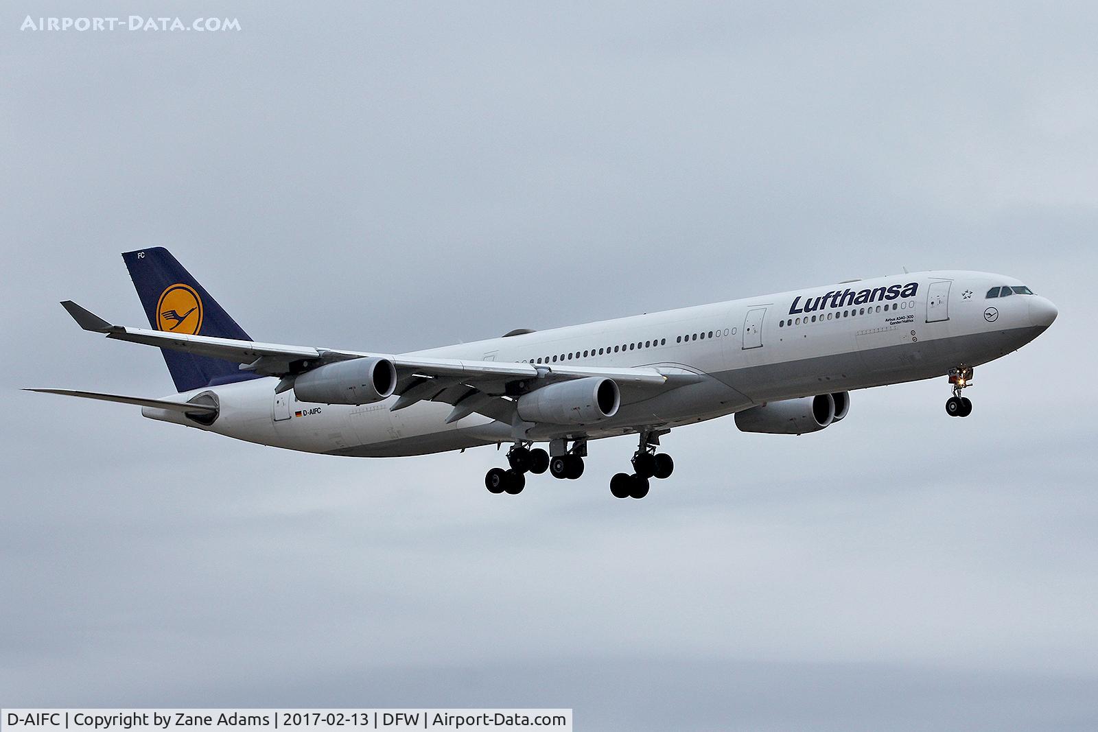 D-AIFC, 2000 Airbus A340-313X C/N 379, Arriving at DFW Airport