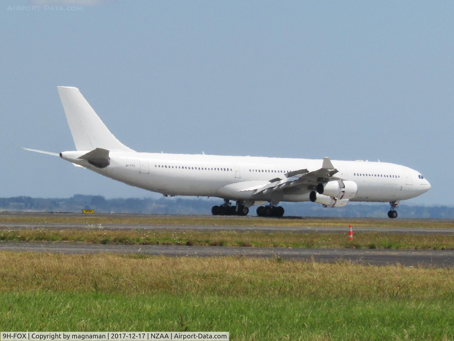 9H-FOX, 1997 Airbus A340-313 C/N 185, now on short term wet lease to Air NZ as cover for dodgy Dreamliner engines.
