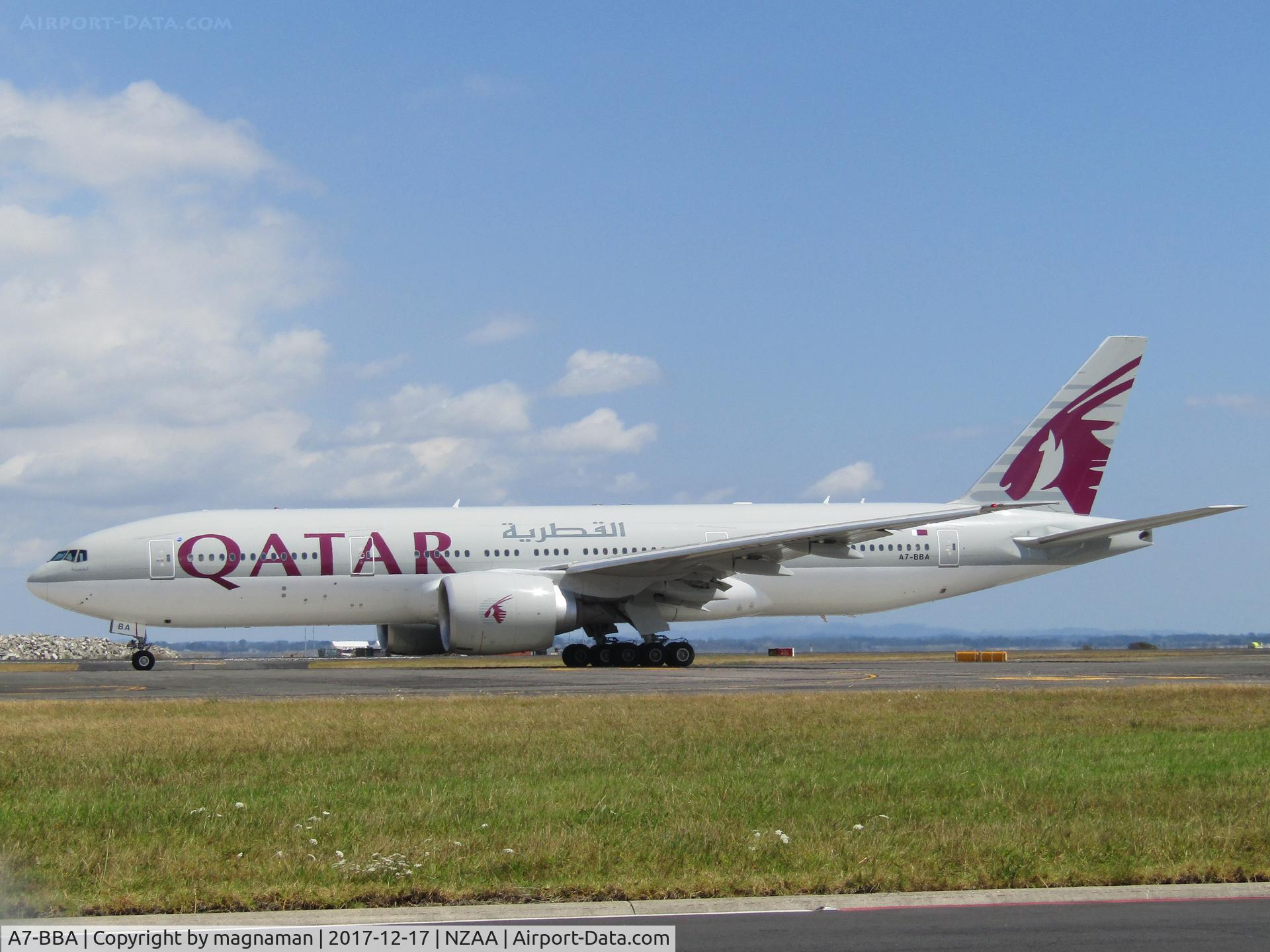 A7-BBA, 2009 Boeing 777-2DZ/LR C/N 36012, on taxyway for departure back to Doha