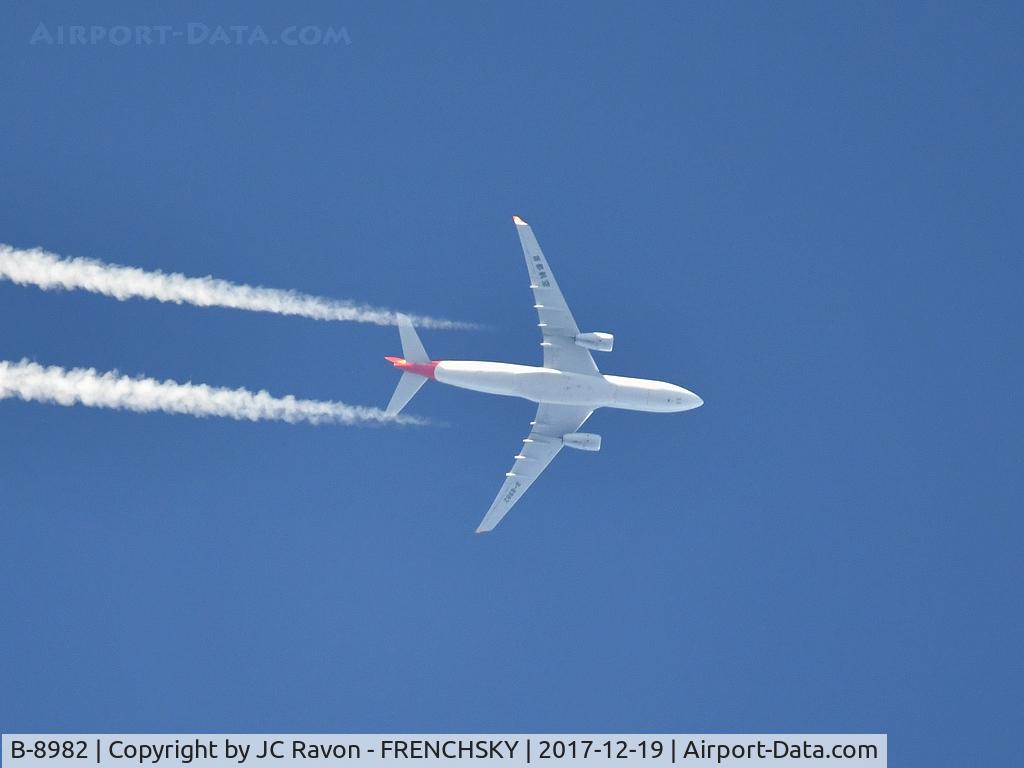 B-8982, 2017 Airbus A330-243 C/N 1782, JD362 /CBJ362 Capital Airlines overflying Bordeaux city flight level 340 Madrid Chengdu