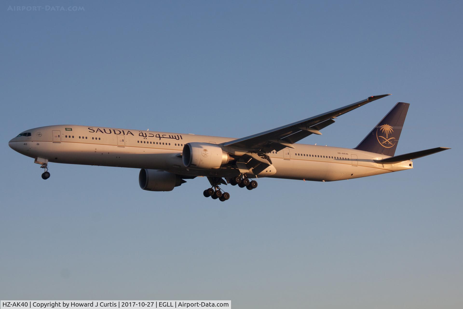 HZ-AK40, 2017 Boeing 777-300 C/N 61598, On approach.