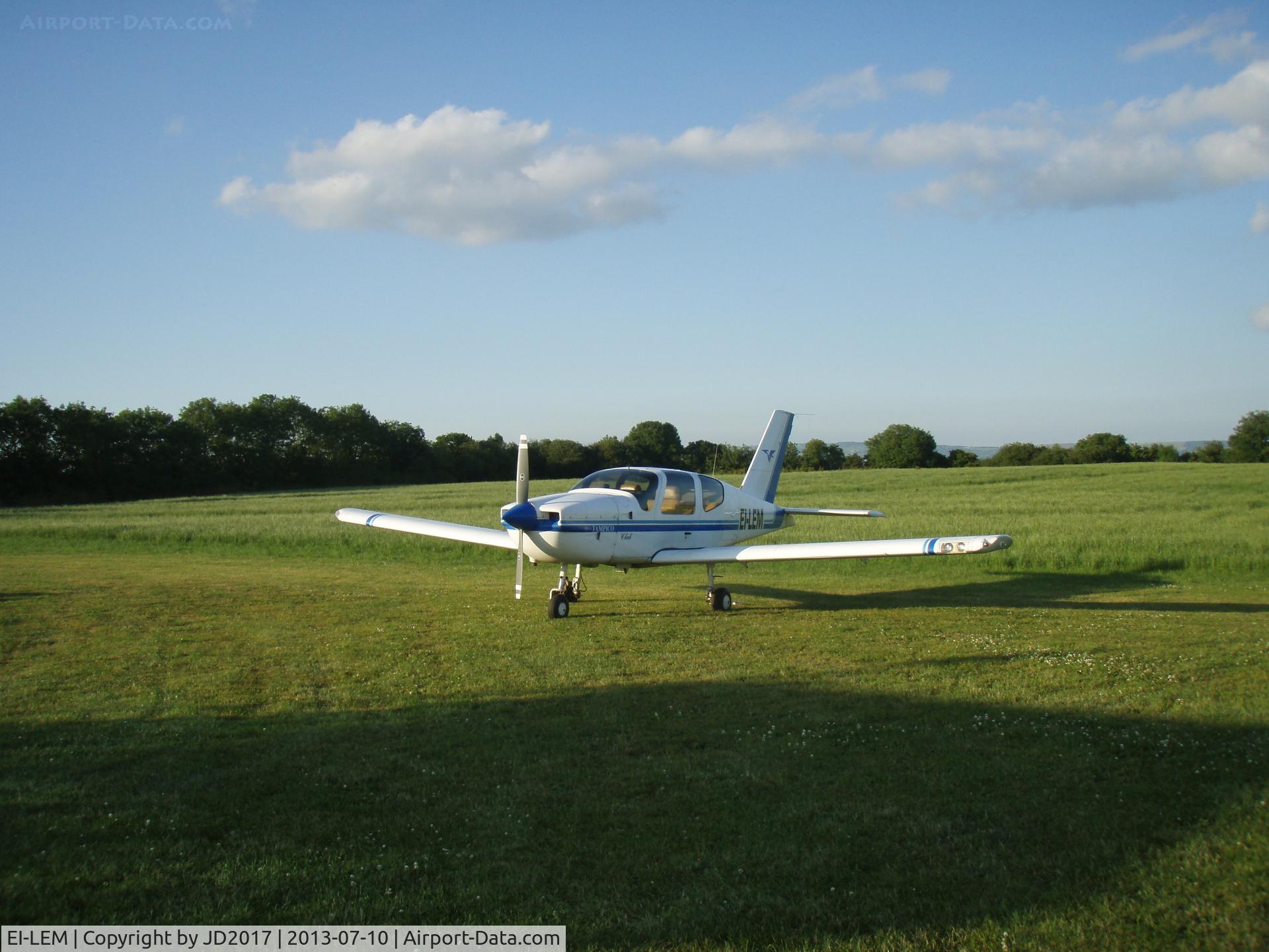 EI-LEM, 1991 Socata TB-9 Tampico Club C/N 1384, EI-LEM  (sold in October 2017 to France, had been based at EI-KH - Kilrush) basking in the evening sunlight at Kilkenny Airport on 10th July 2013