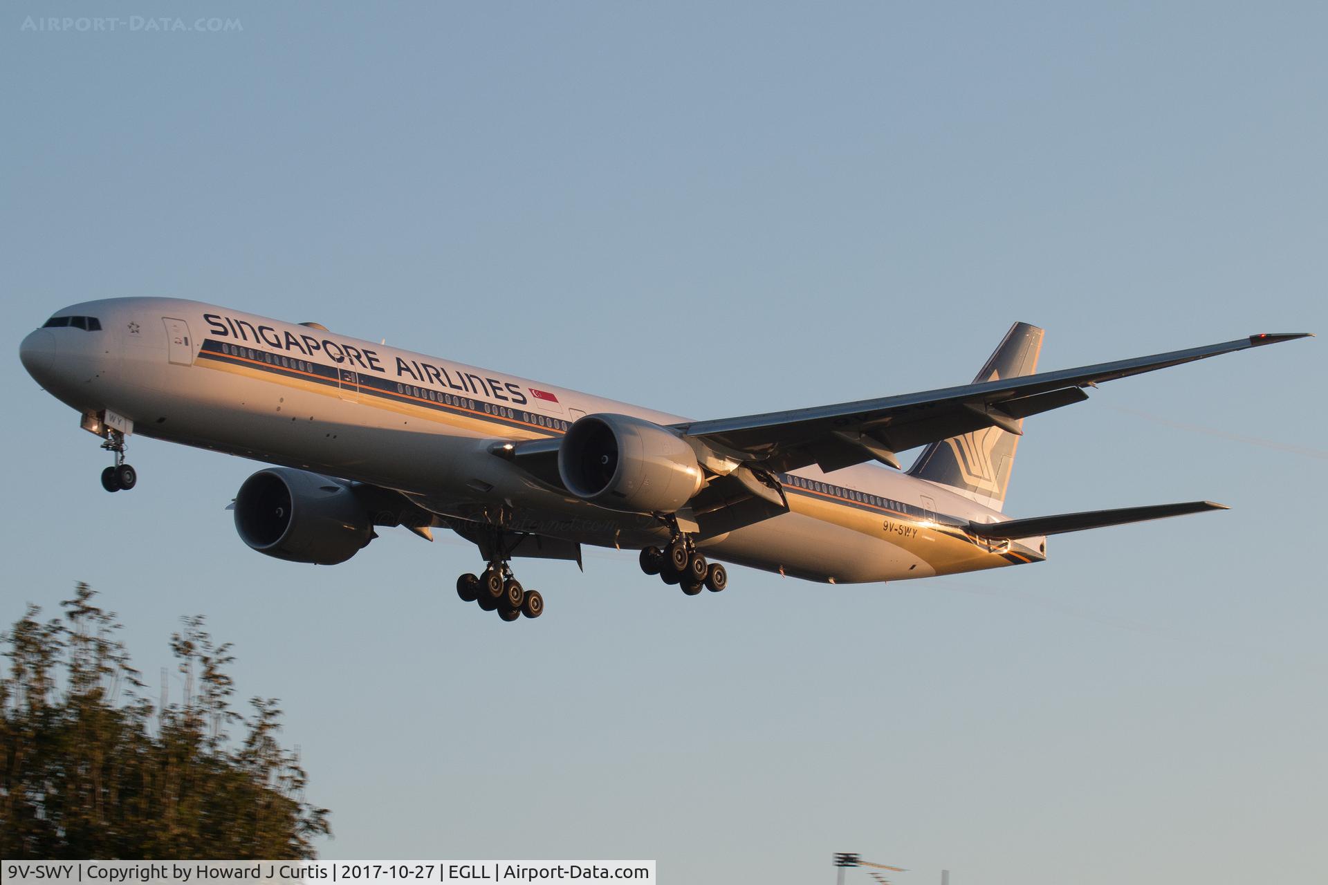 9V-SWY, 2014 Boeing 777-312/ER C/N 42238, On approach at sunrise.