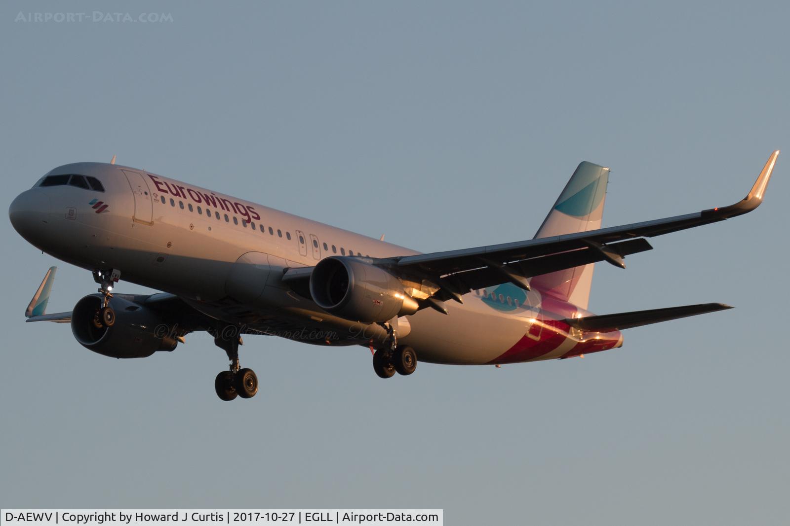 D-AEWV, 2017 Airbus A320-214 C/N 7545, On approach at sunrise.