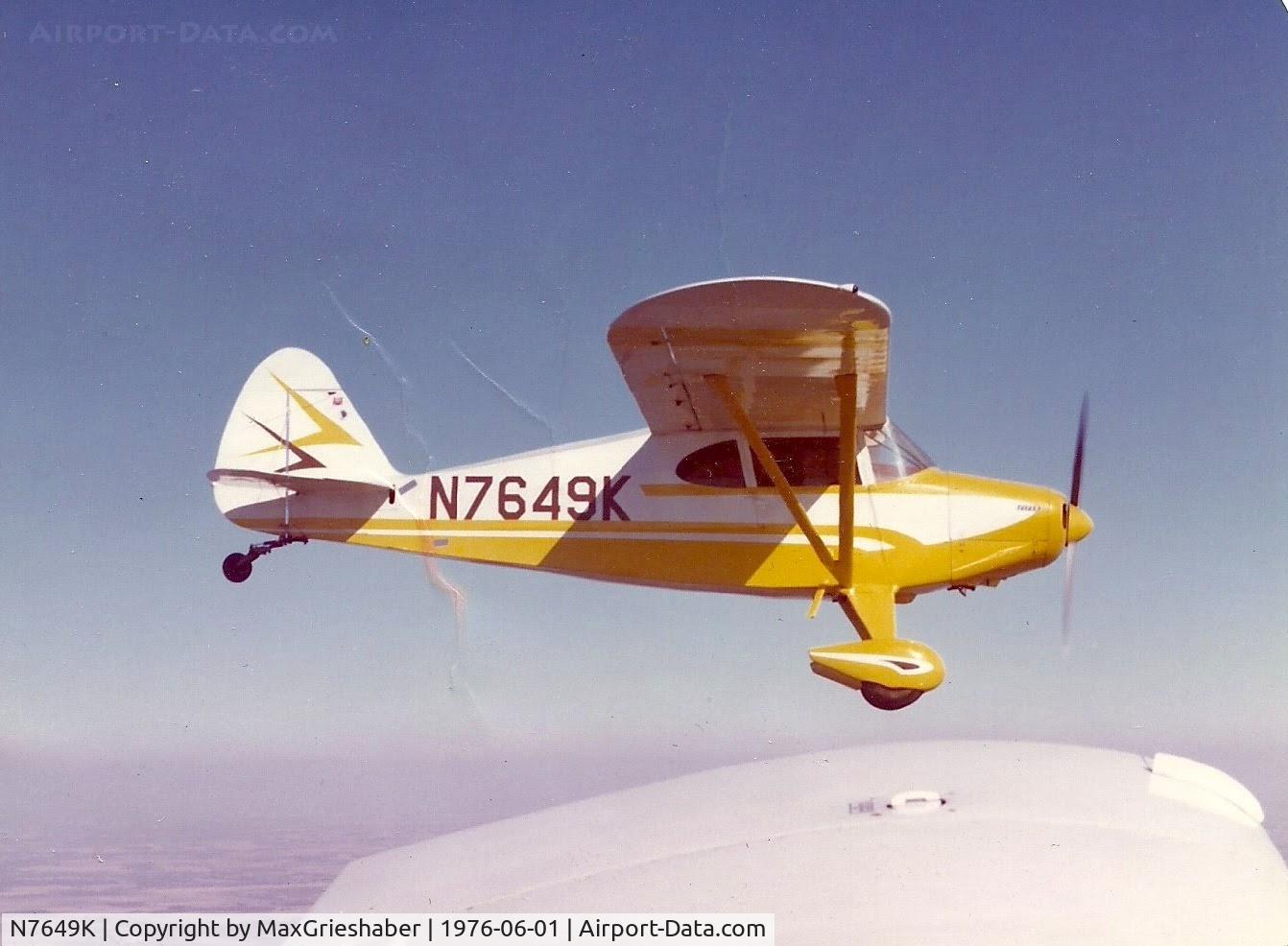 N7649K, 1950 Piper PA-20 Pacer C/N 20-470, Photo taken in June 1976 over the Grand Canyon.