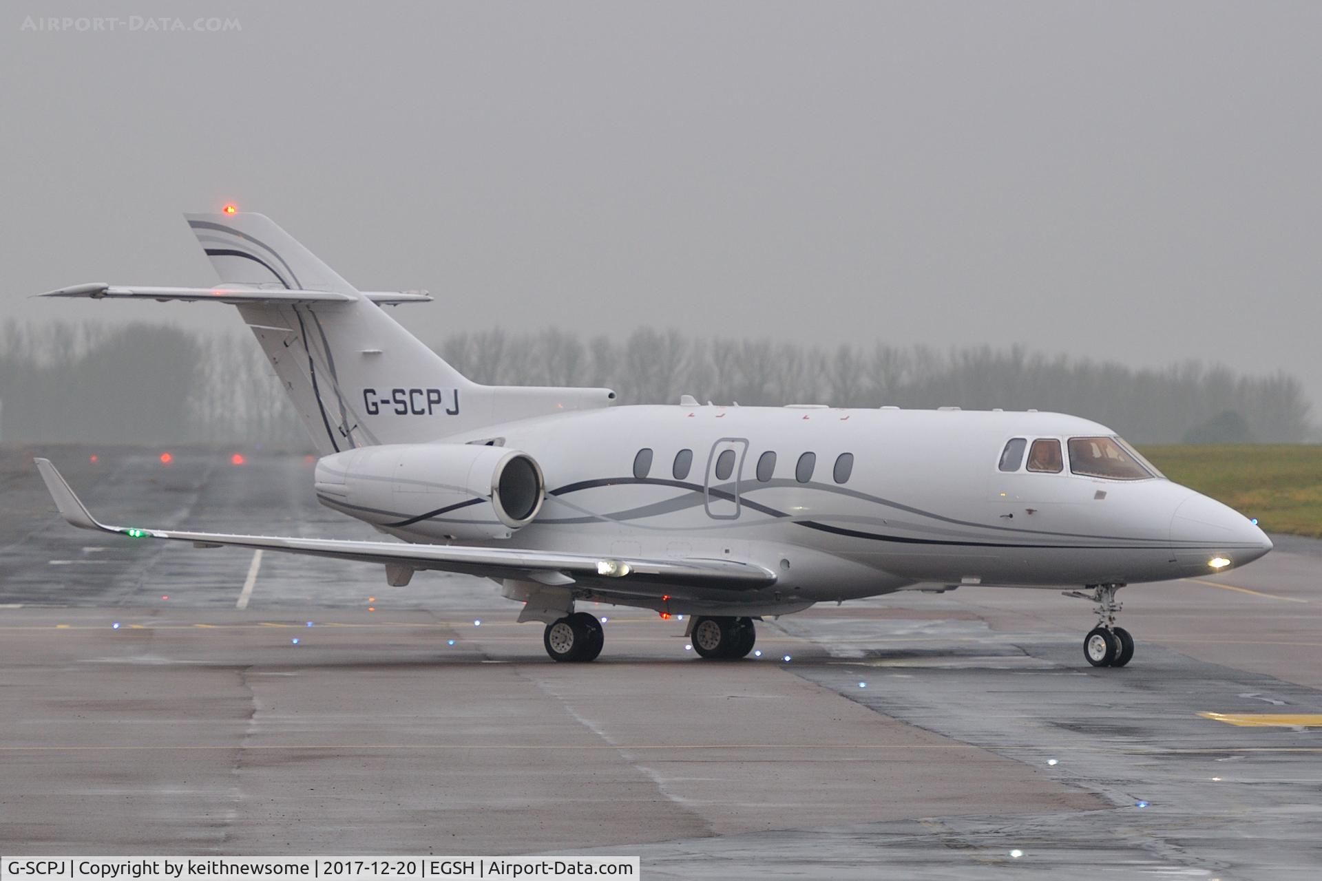 G-SCPJ, 2009 Hawker Beechcraft 900XP C/N HA-0140, Recent addition to SaxonAir fleet leaving Norwich for Luton.