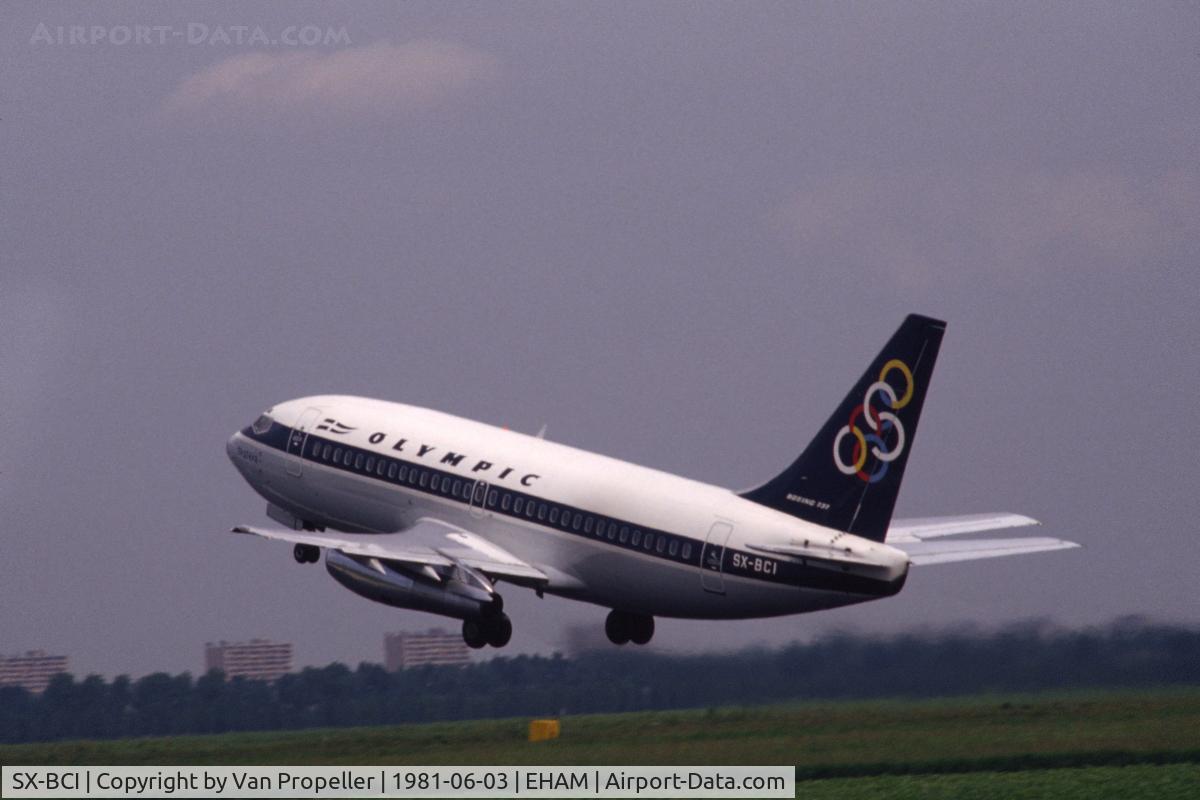 SX-BCI, 1980 Boeing 737-284 C/N 22343, Olympic Airways Boeing 737-284 taking off from Schiphol airport, the Netherlands, 1981