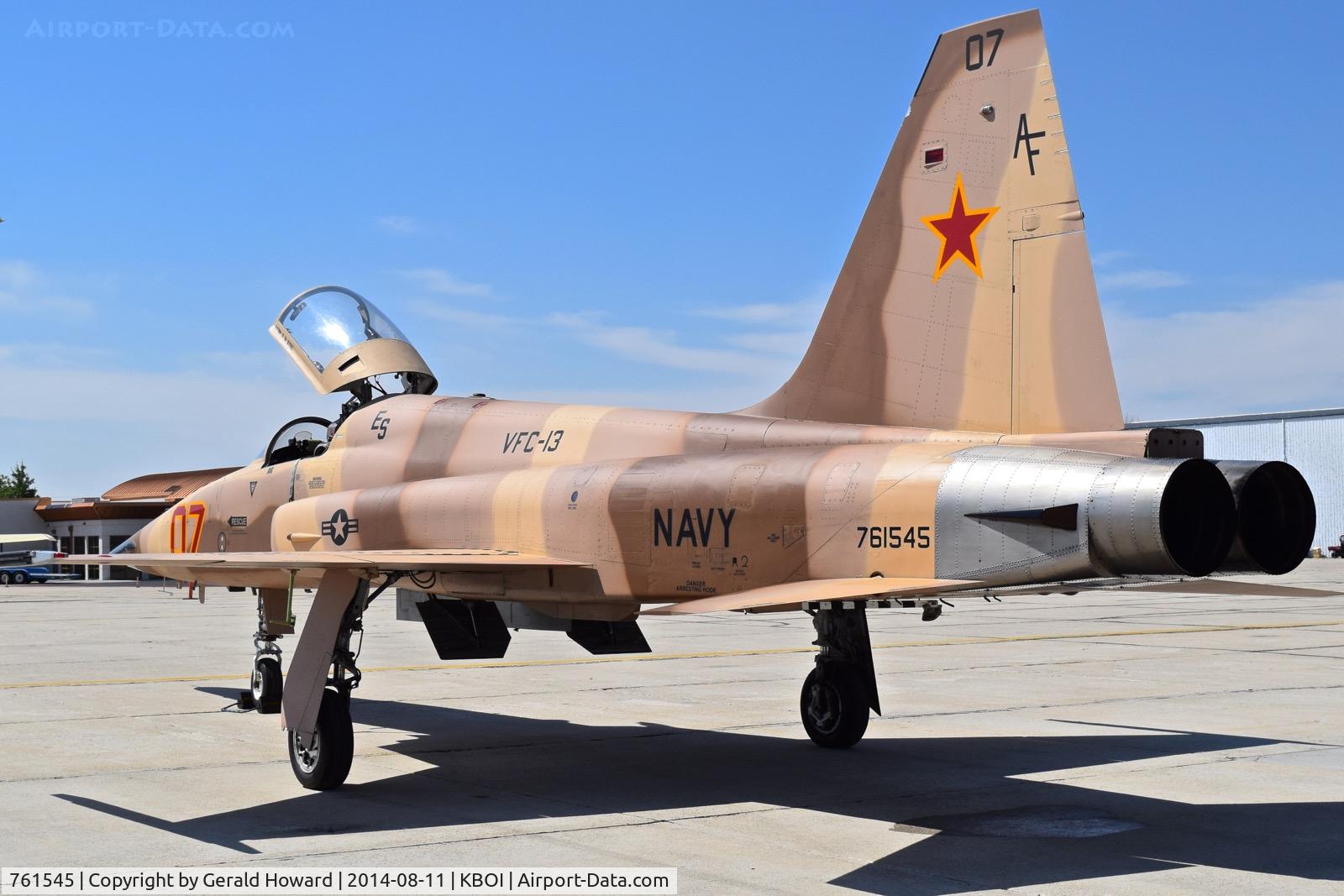761545, Northrop F-5N Tiger II C/N L.1020, Parked on the south GA ramp.  VFC-13  “Saints”  NAS Fallon, NV.