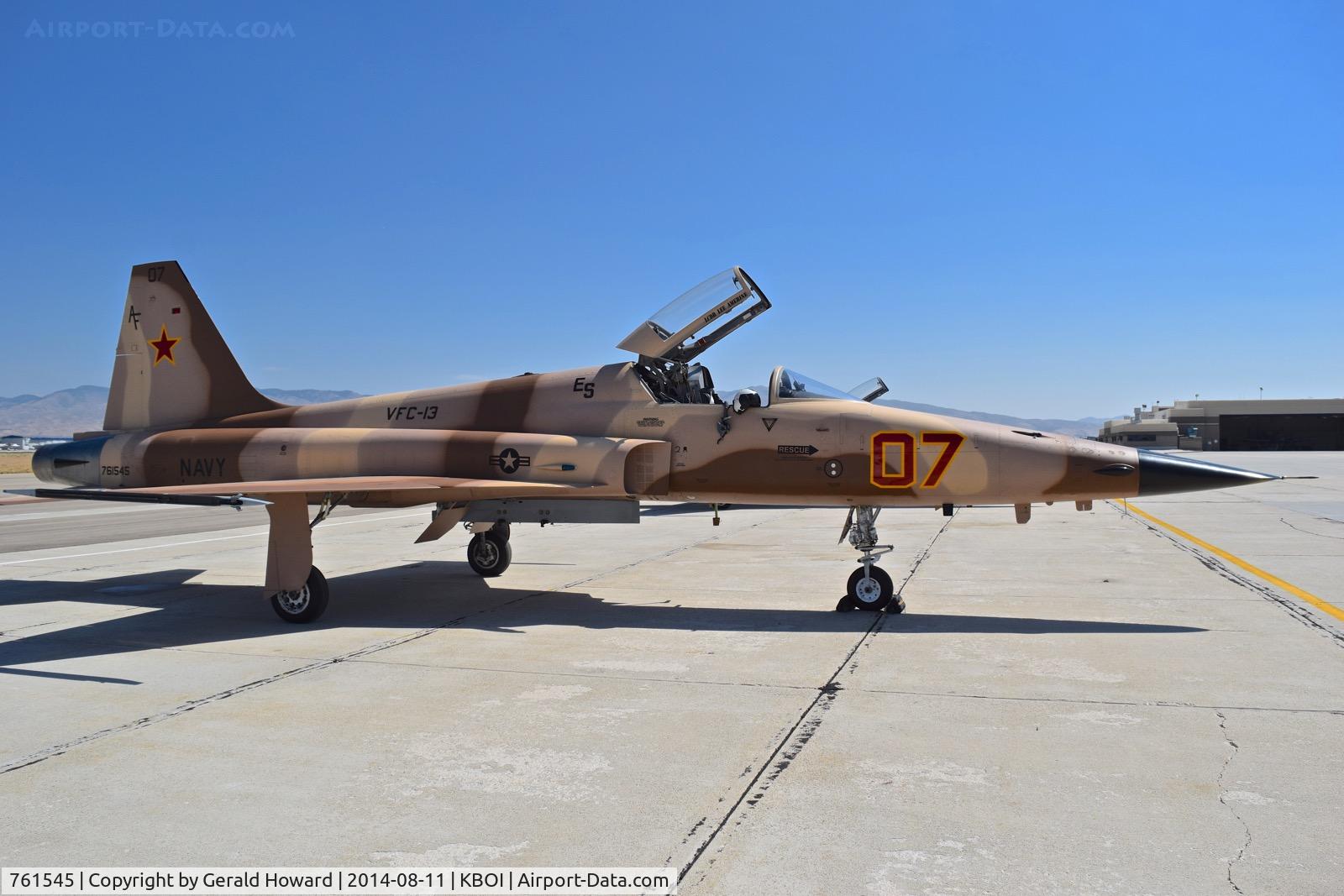 761545, Northrop F-5N Tiger II C/N L.1020, Parked on the south GA ramp.  VFC-13  “Saints”  NAS Fallon, NV.